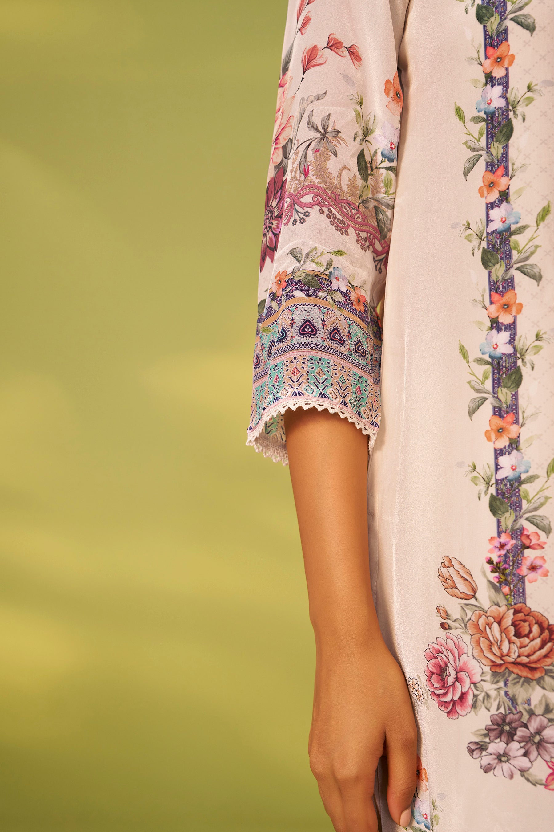 Digital Print Crepe Silk Kurta Set