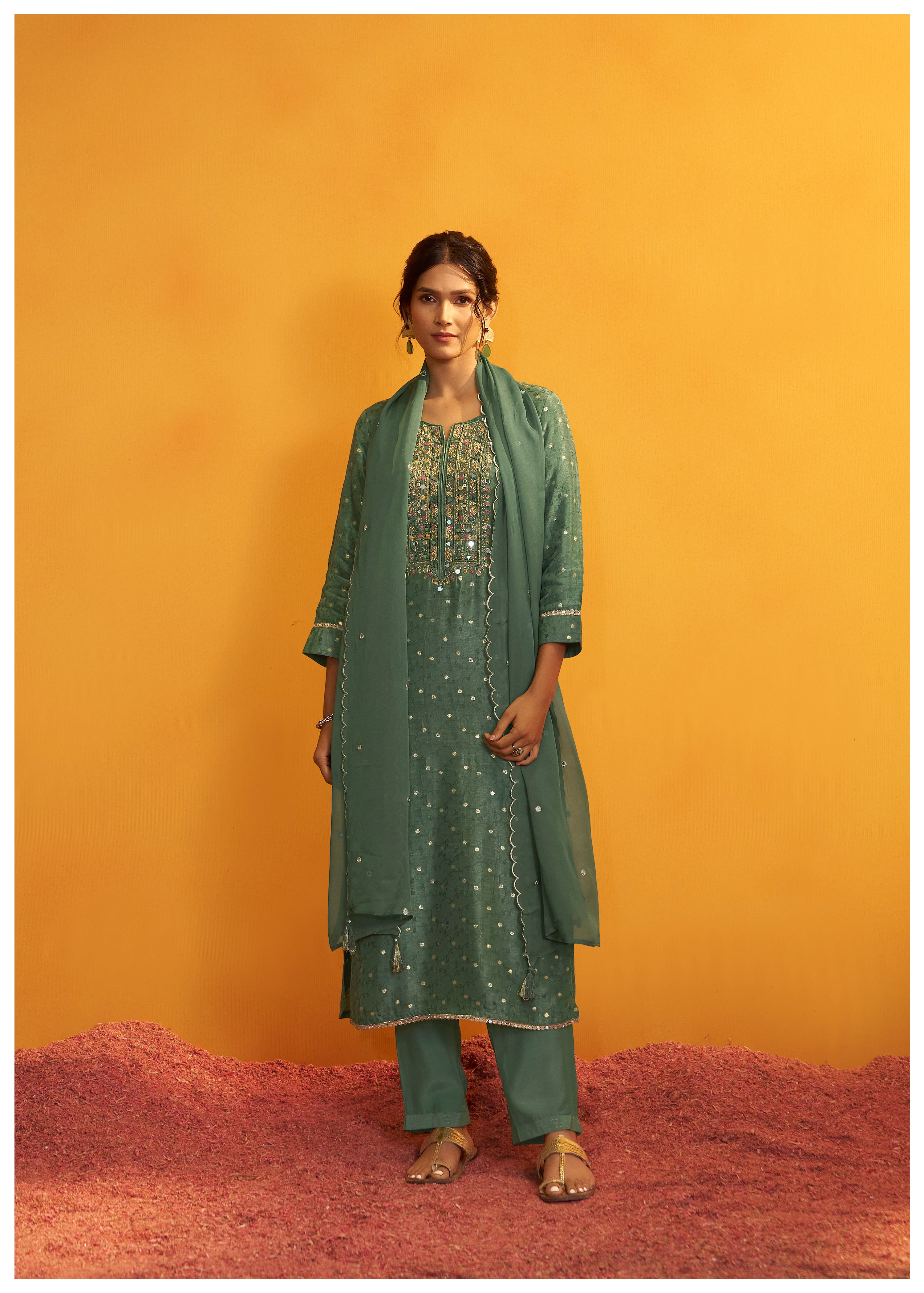 Mirror Embroidery Kurta Set