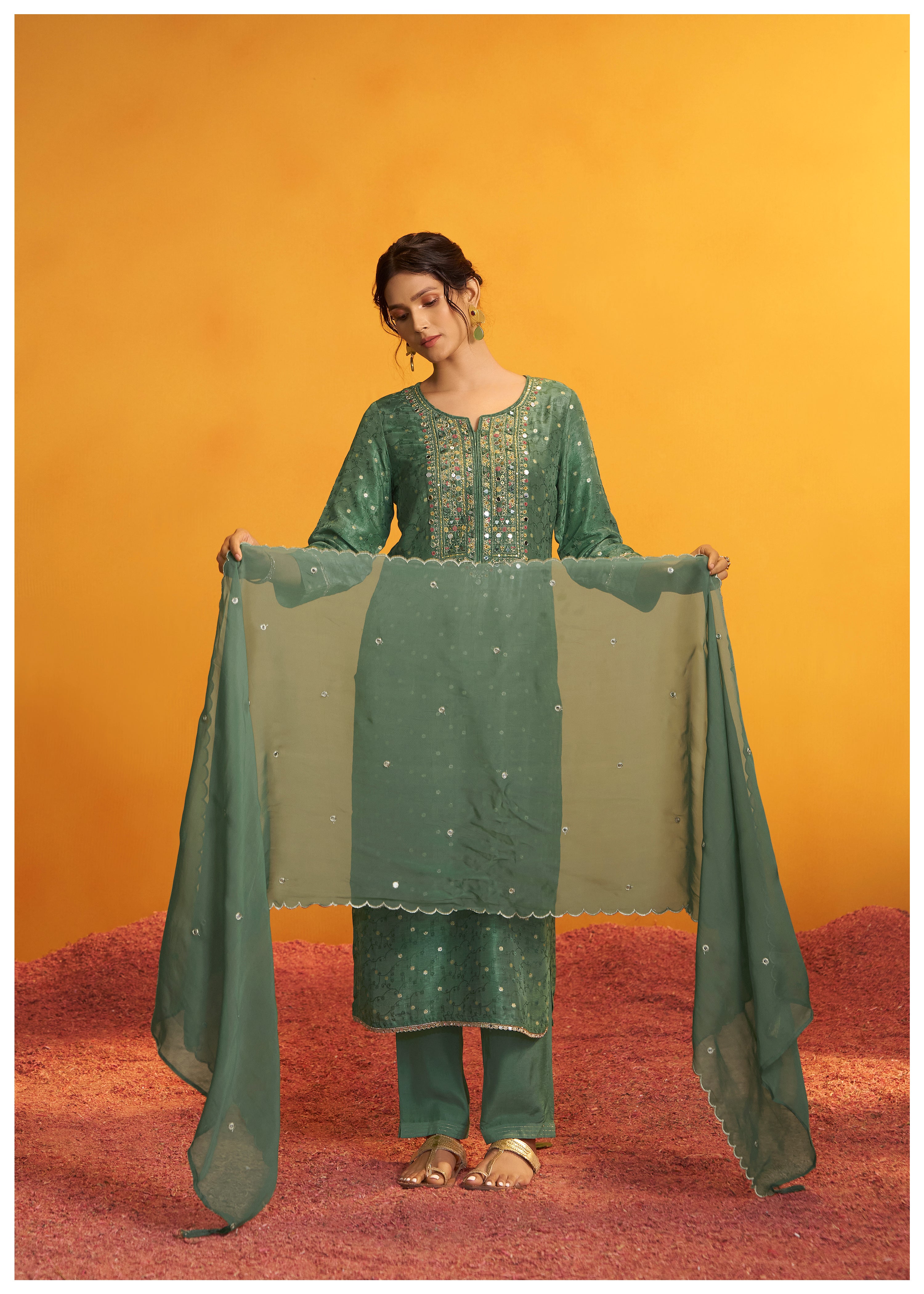 Mirror Embroidery Kurta Set