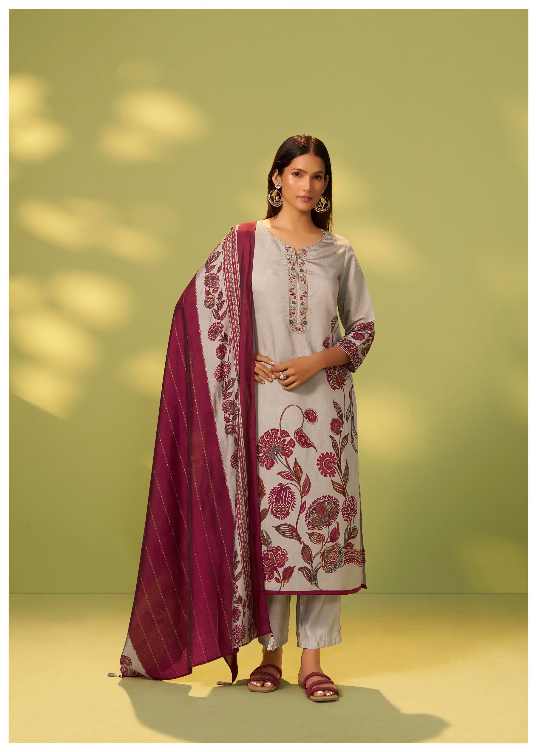 Rauch Grey Silk Kurta Set