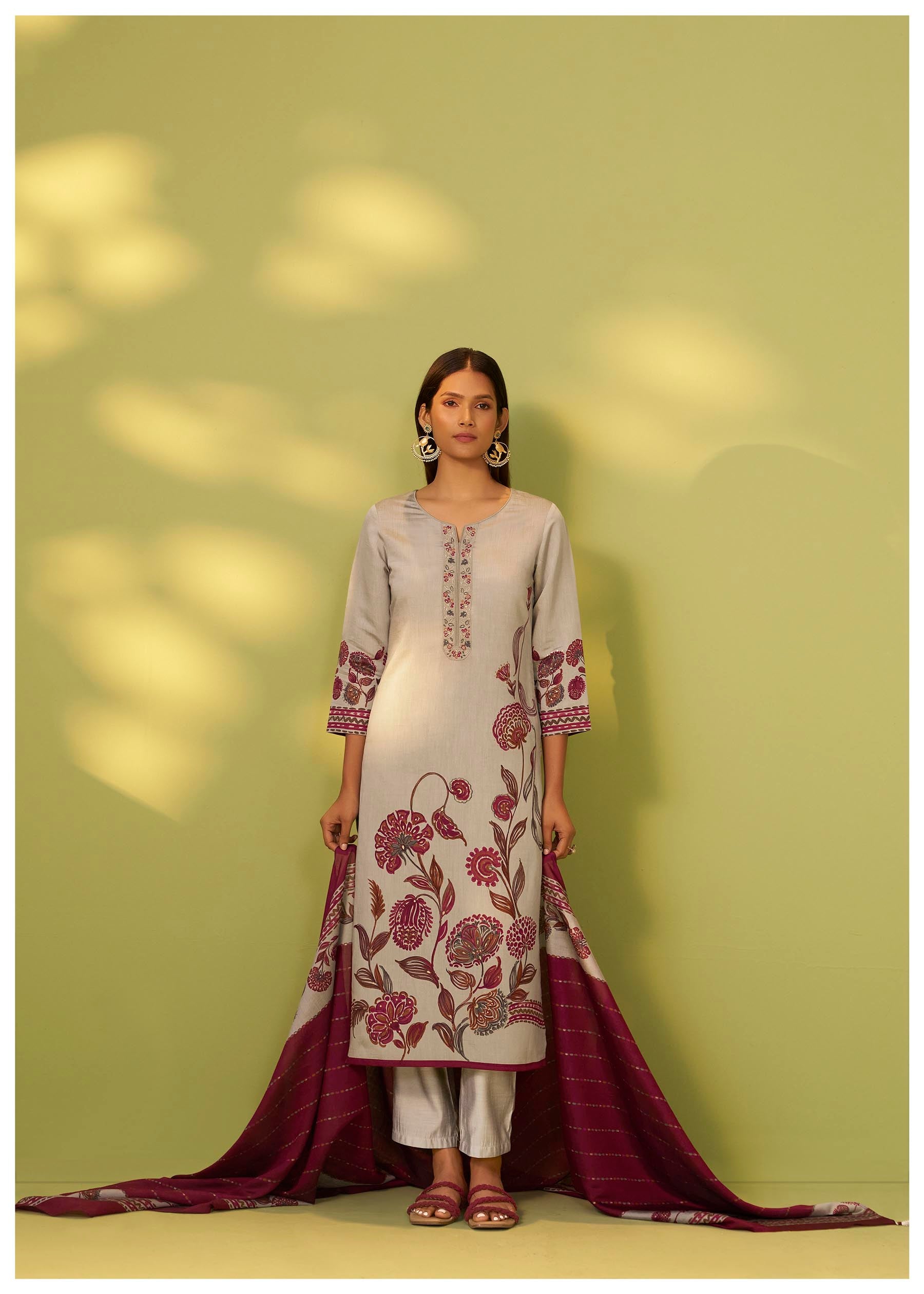 Rauch Grey Silk Kurta Set