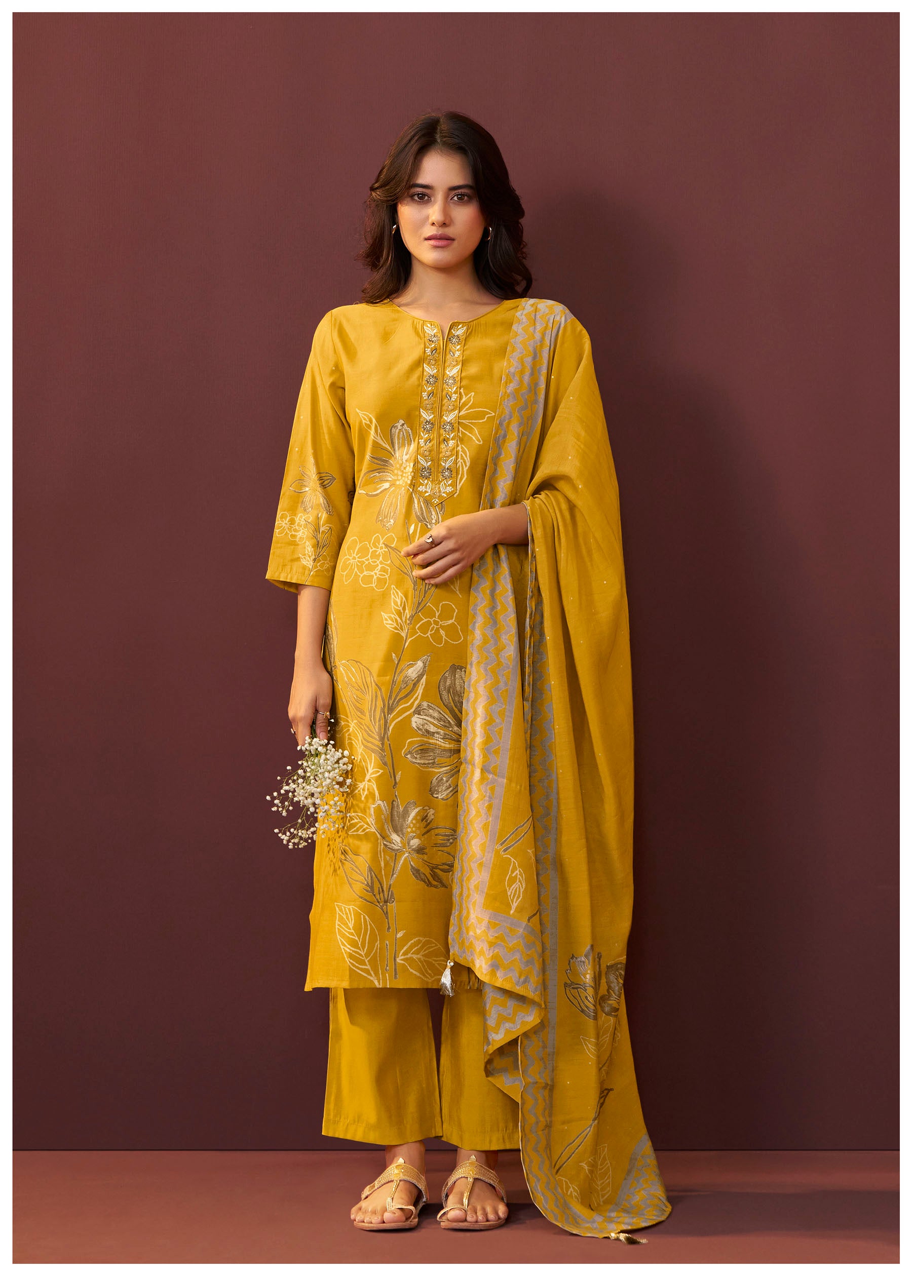 Saffron Yellow Silk Kurta Set