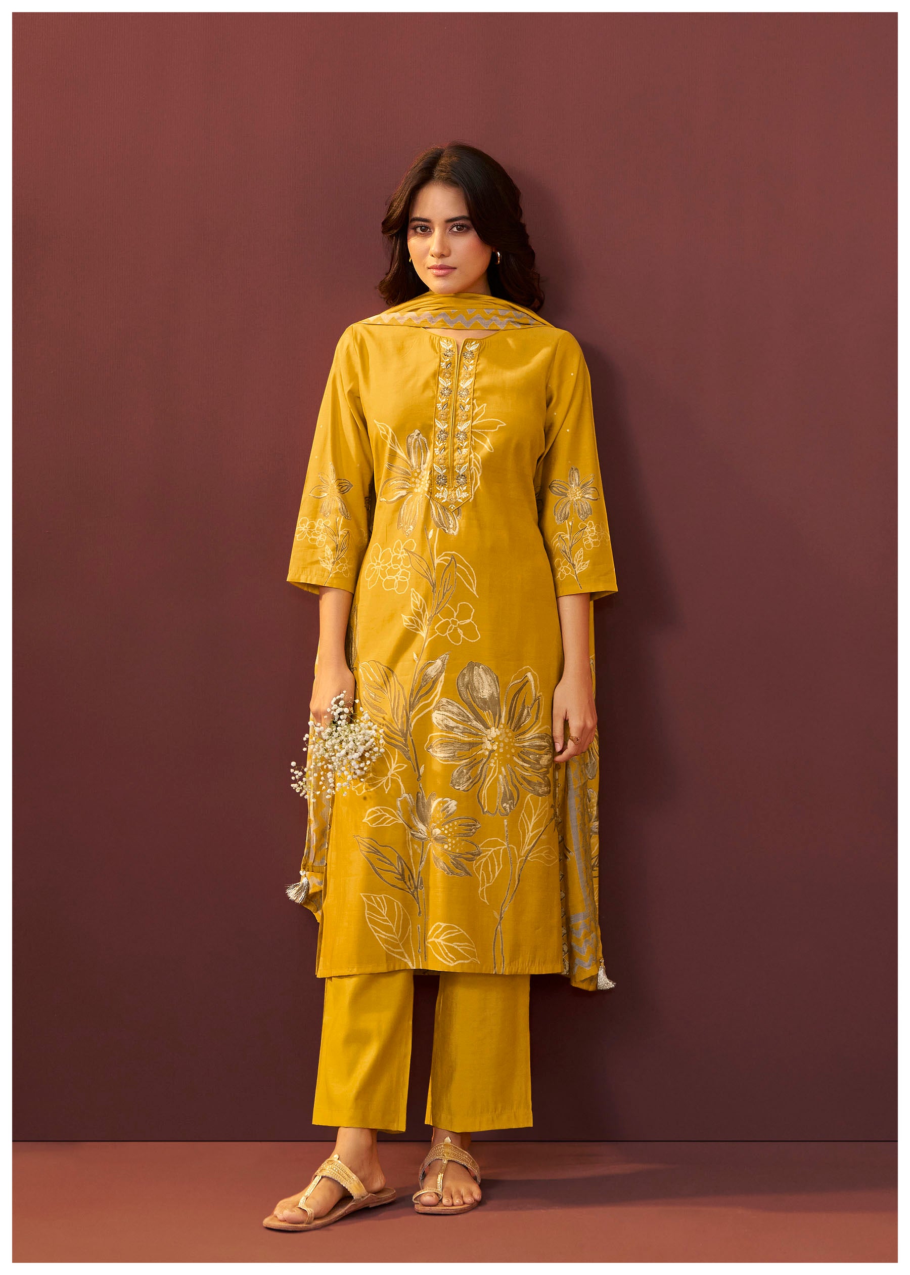 Saffron Yellow Silk Kurta Set