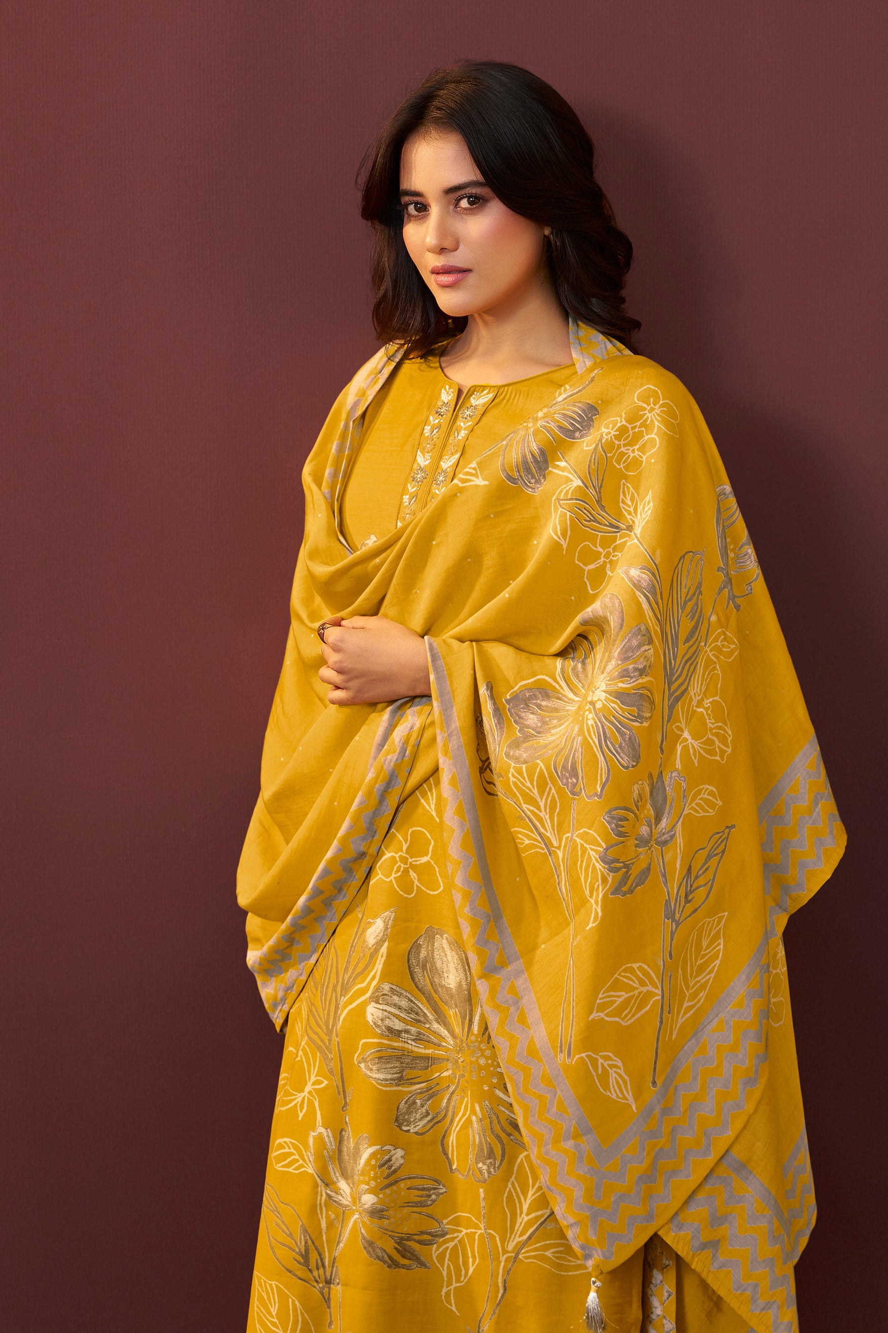 Saffron Yellow Silk Kurta Set