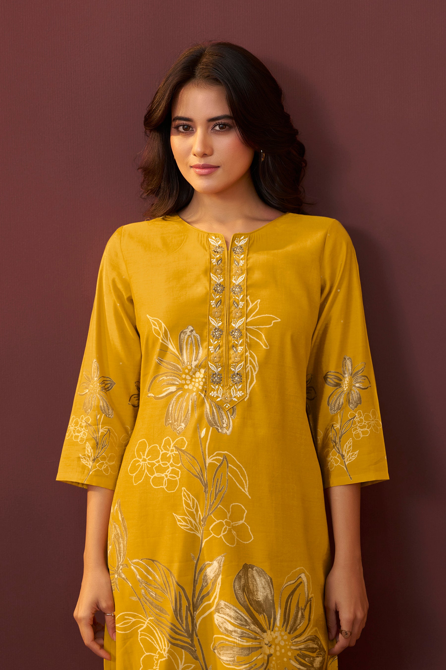 Saffron Yellow Silk Kurta Set