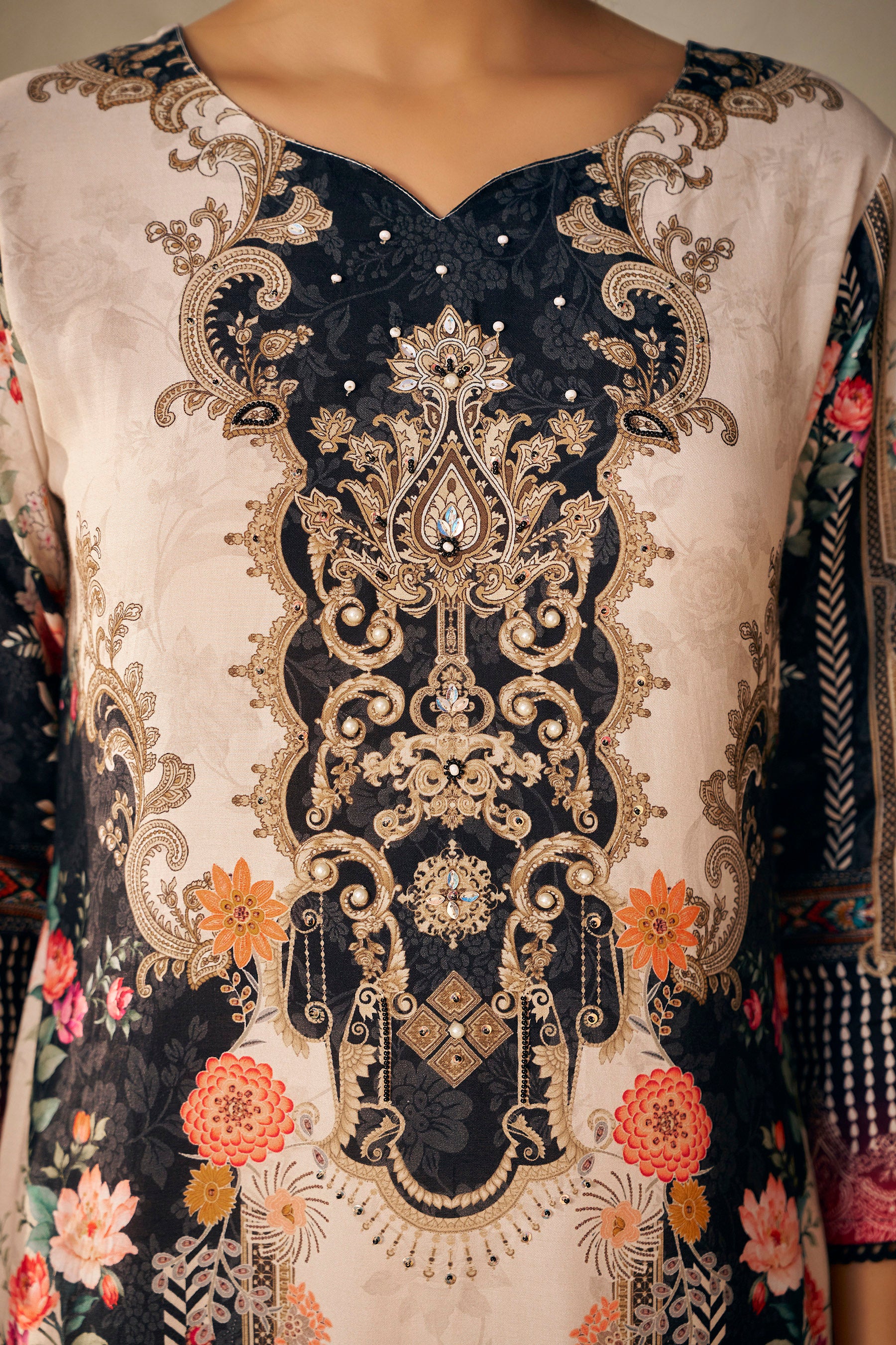 Heavy Muslin Digital Print Kurta 3-Piece Set