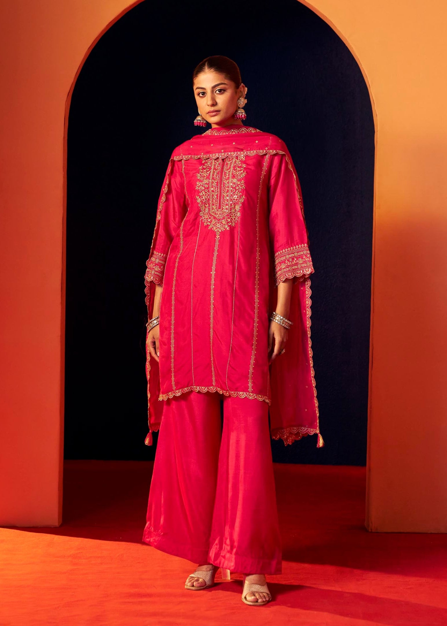 Rangrani Pink Embroidered Kurta Set