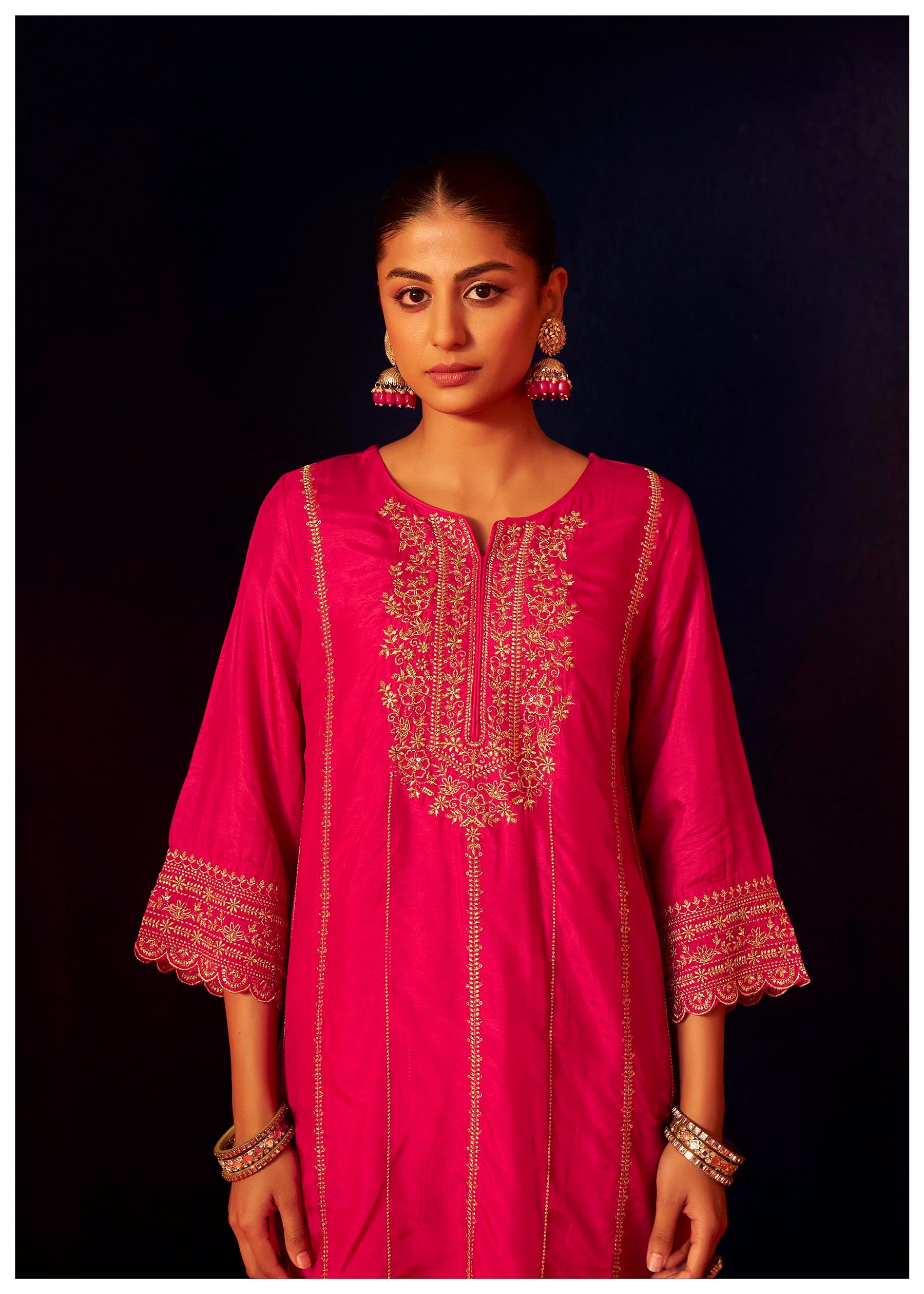Rangrani Pink Embroidered Kurta Set
