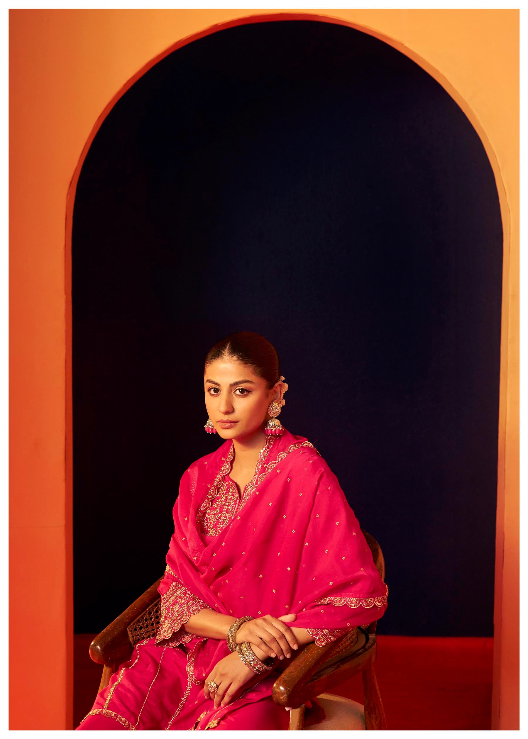 Rangrani Pink Embroidered Kurta Set