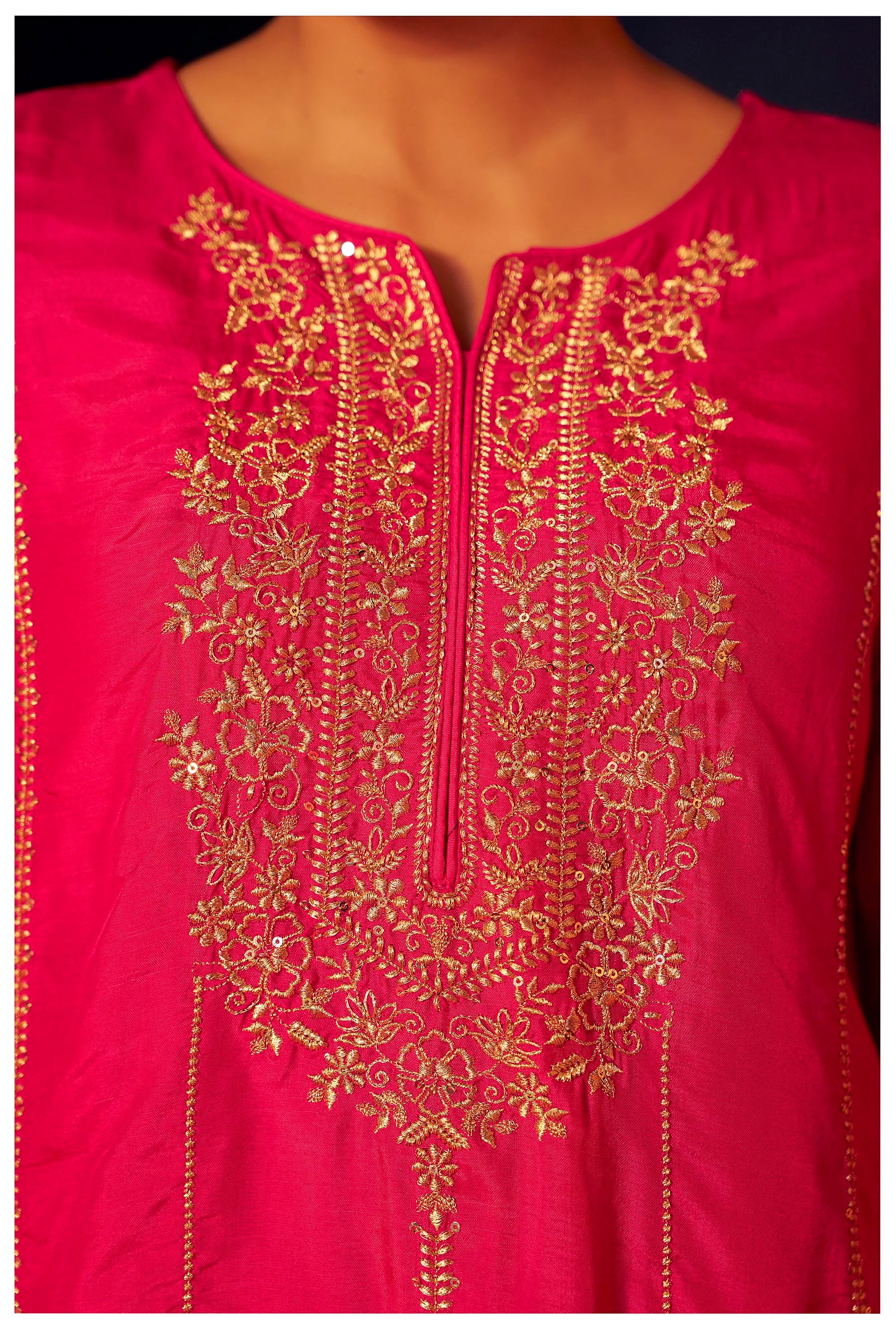 Rangrani Pink Embroidered Kurta Set
