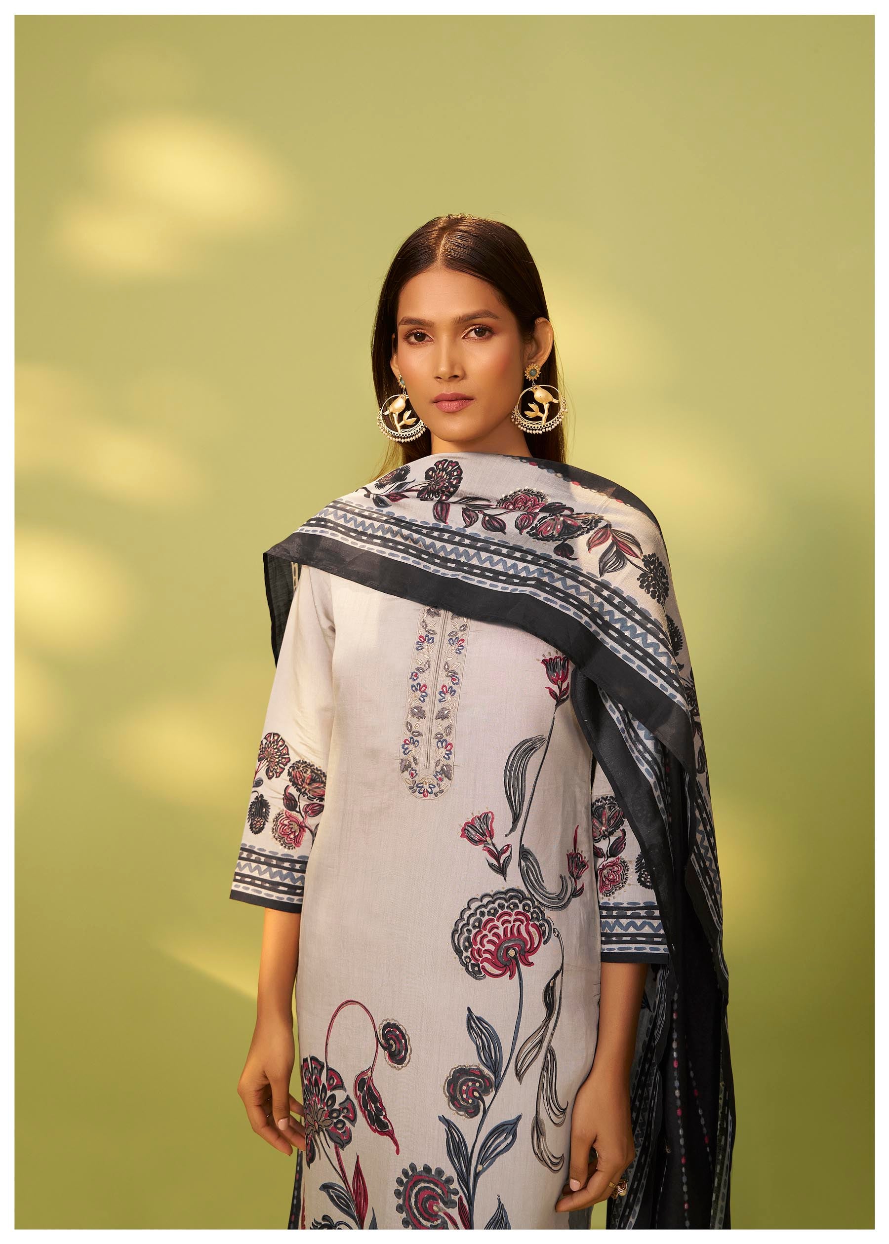 Kanira Grey Embroidered Silk Kurta Set