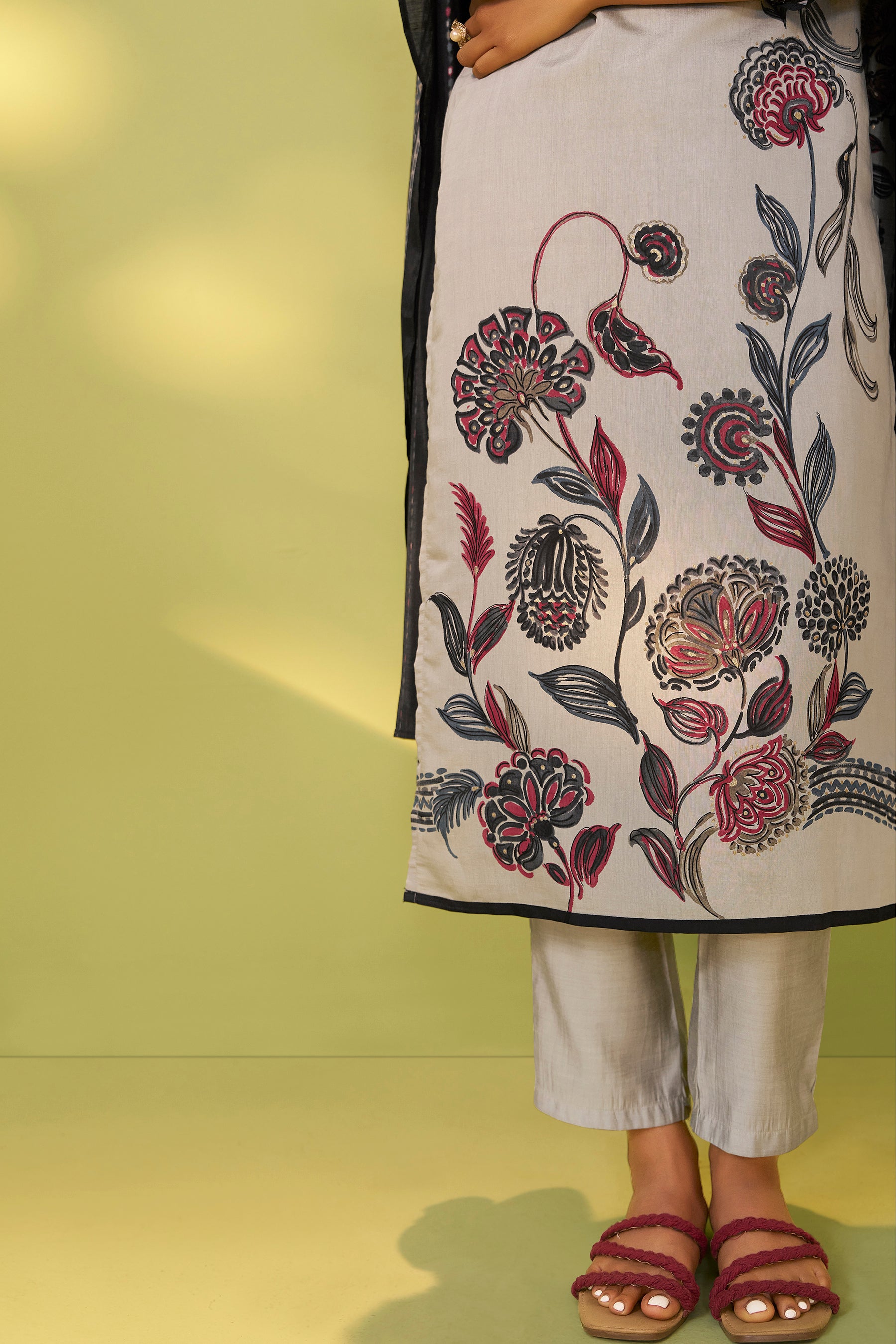 Kanira Grey Embroidered Silk Kurta Set