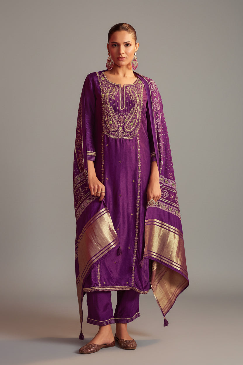 Embroidered Silk Set