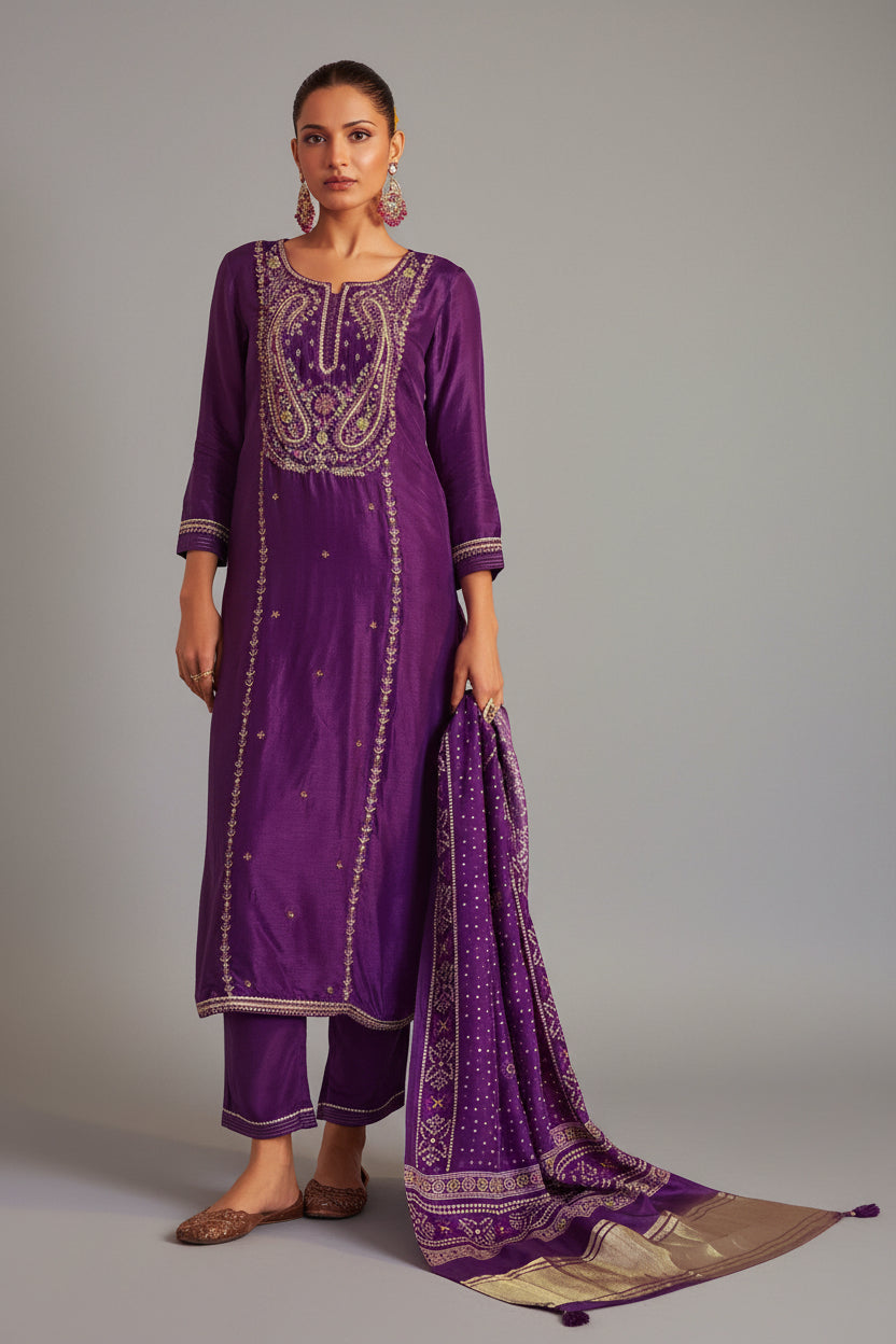 Embroidered Silk Set