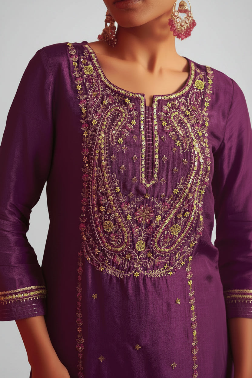 Embroidered Silk Set