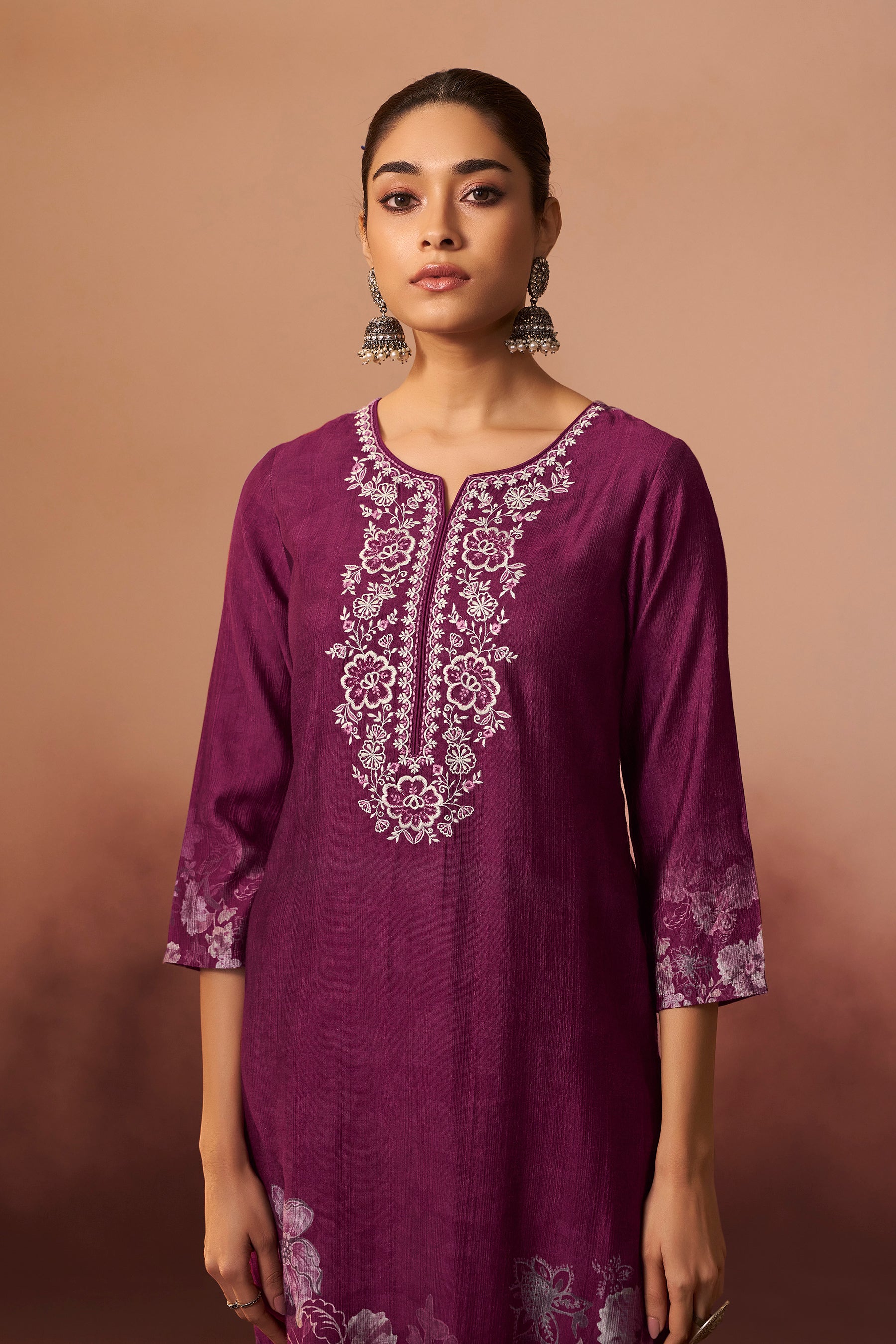 Viscose Digital Print Kurta Set – Maroon