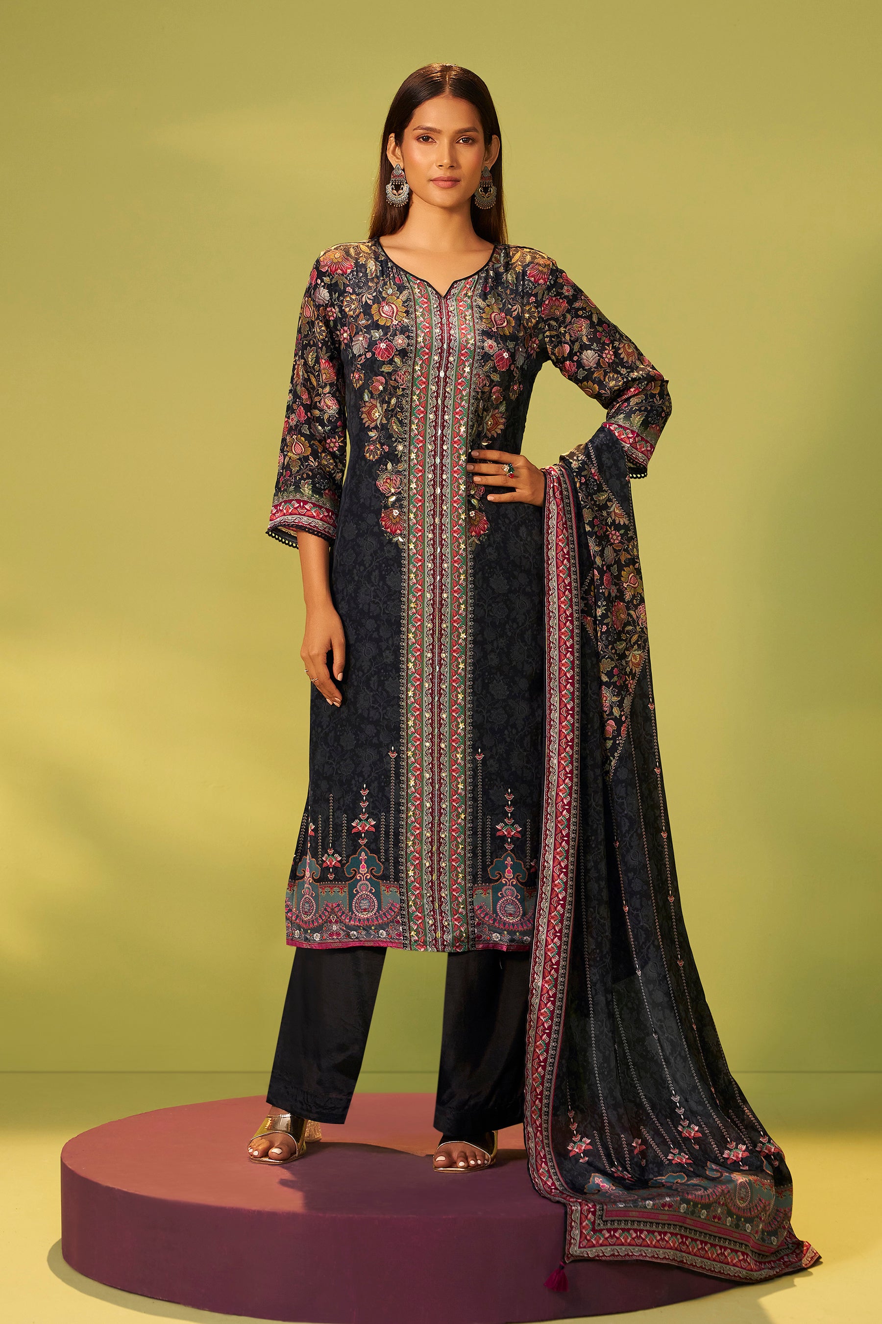 Crepe Silk Kurta Set (3-piece set)