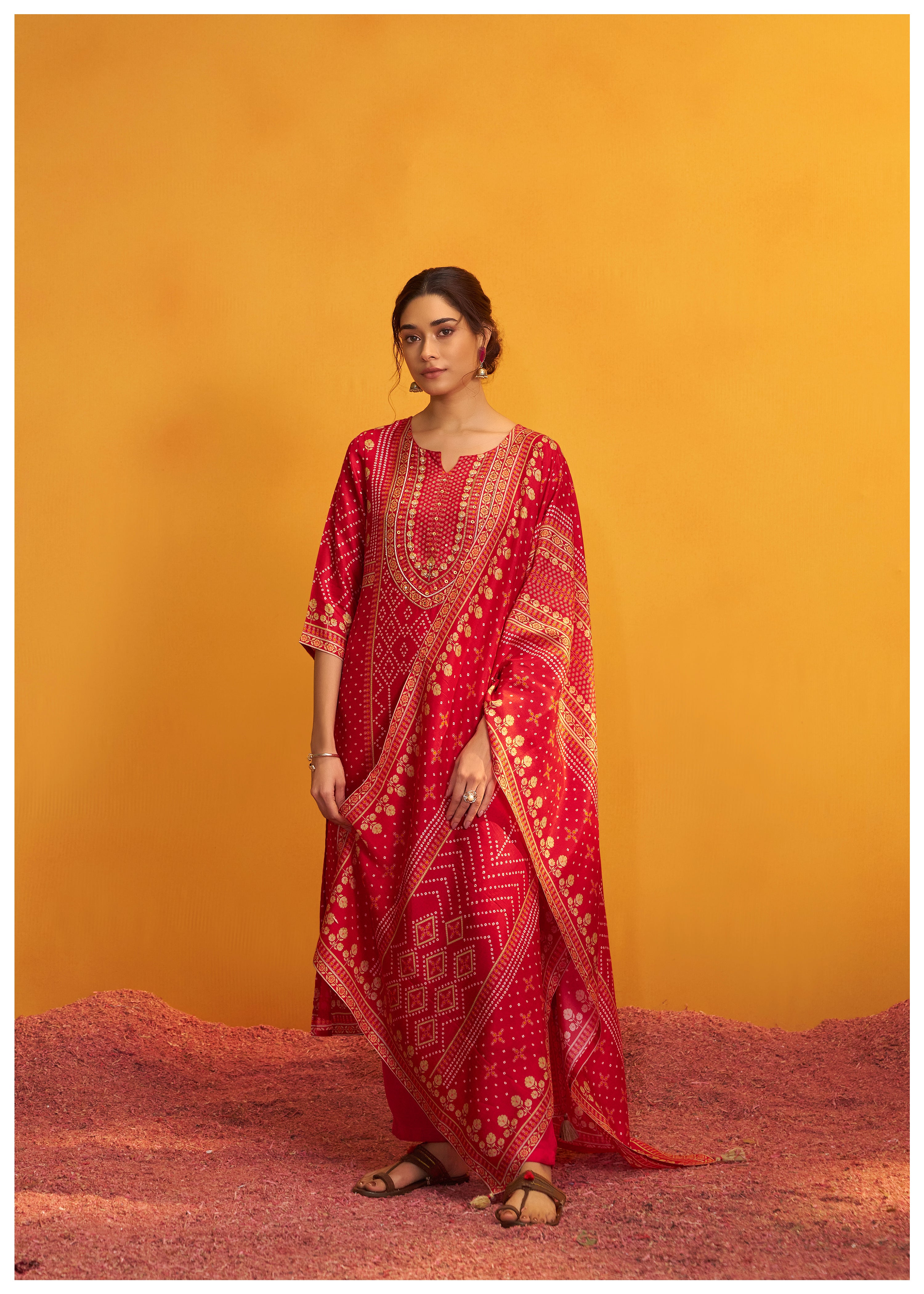 Bandhani Digital Print Kurta Set