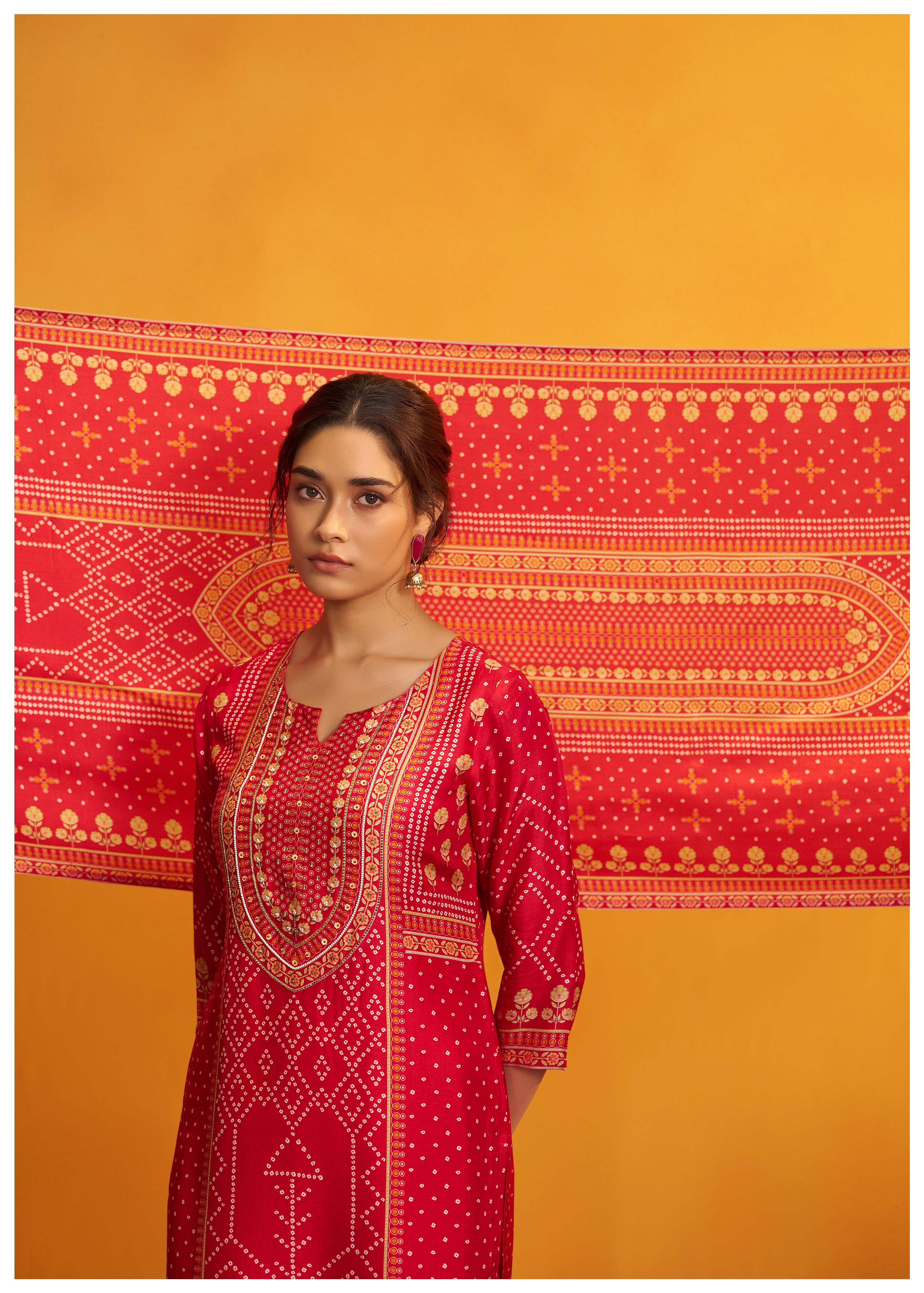 Bandhani Digital Print Kurta Set