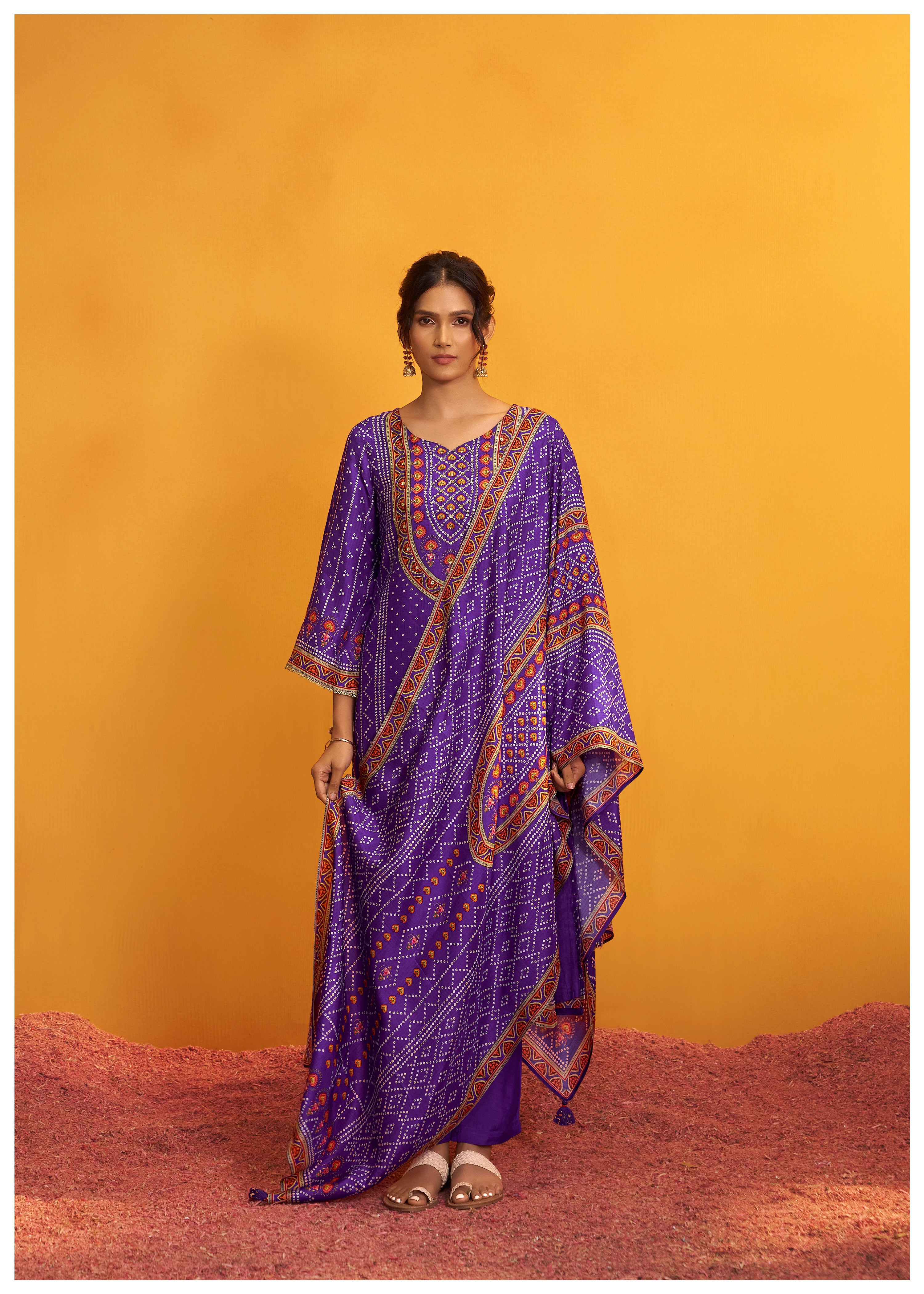 Bandhani Digital Print Kurta Set