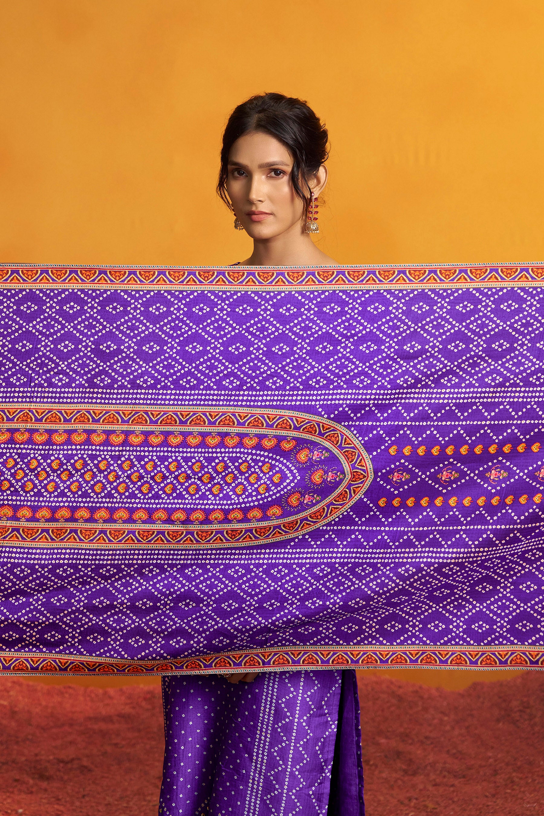 Bandhani Digital Print Kurta Set – Purple