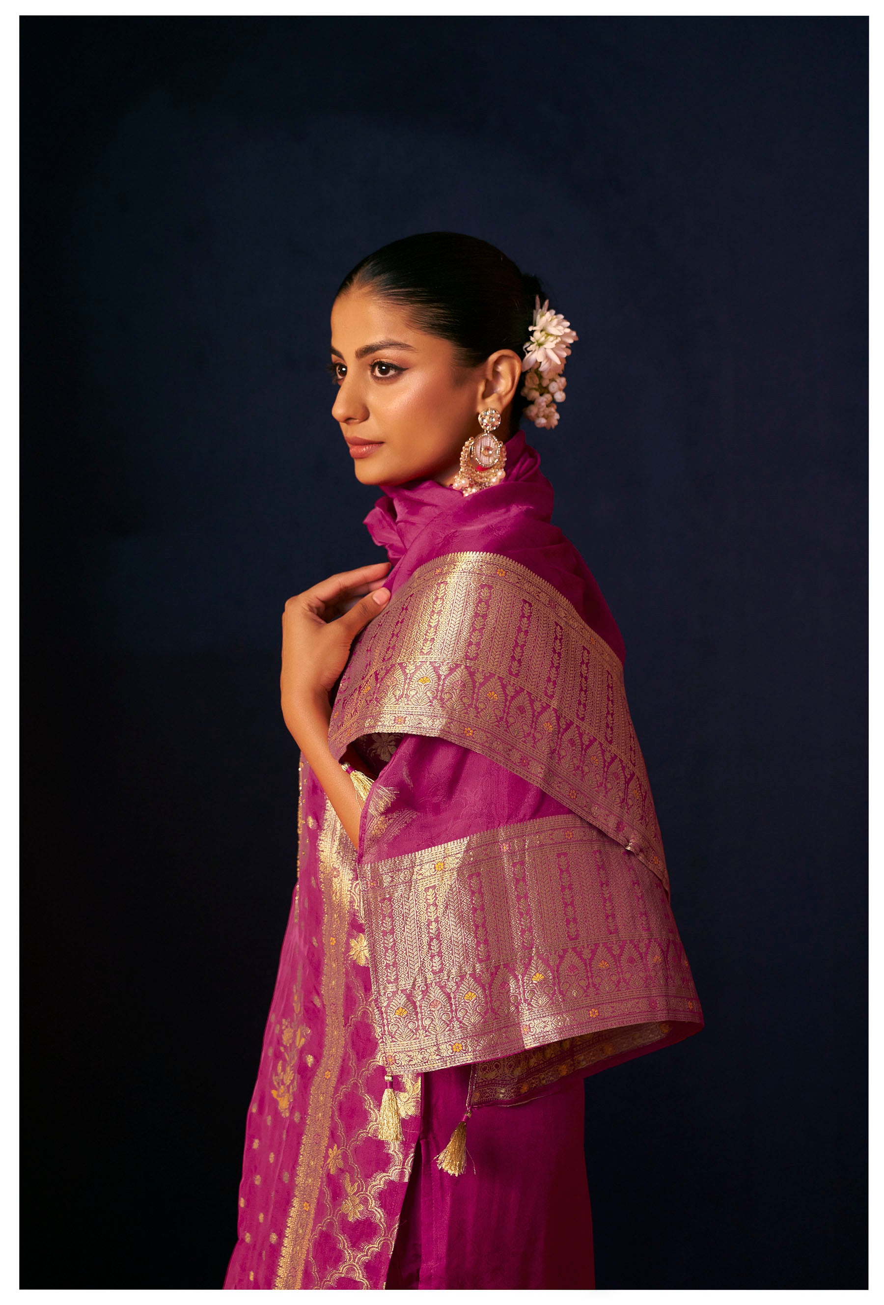 Meliora Pink Organza Jacquard Kurta Set