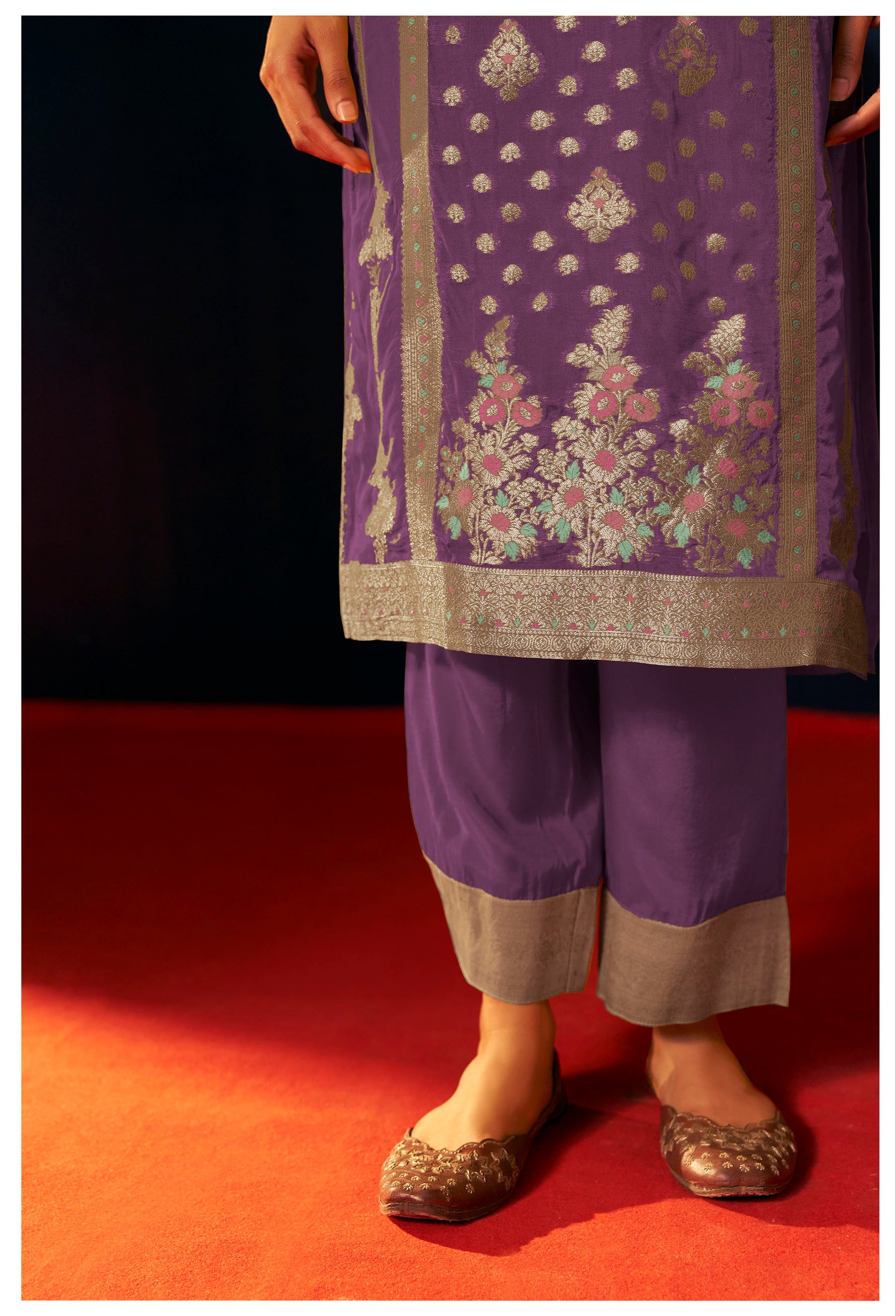 Myrren Purple Jacquard Organza Kurta Set