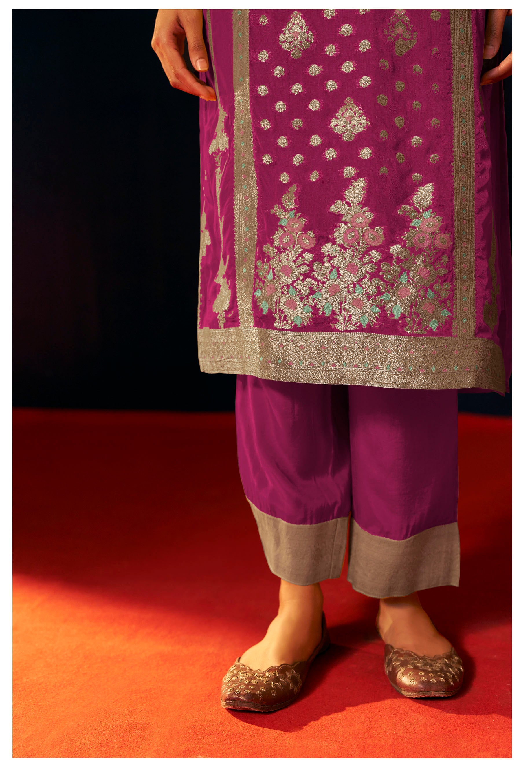 Rosmira Pink Jacquard Organza Kurta Set