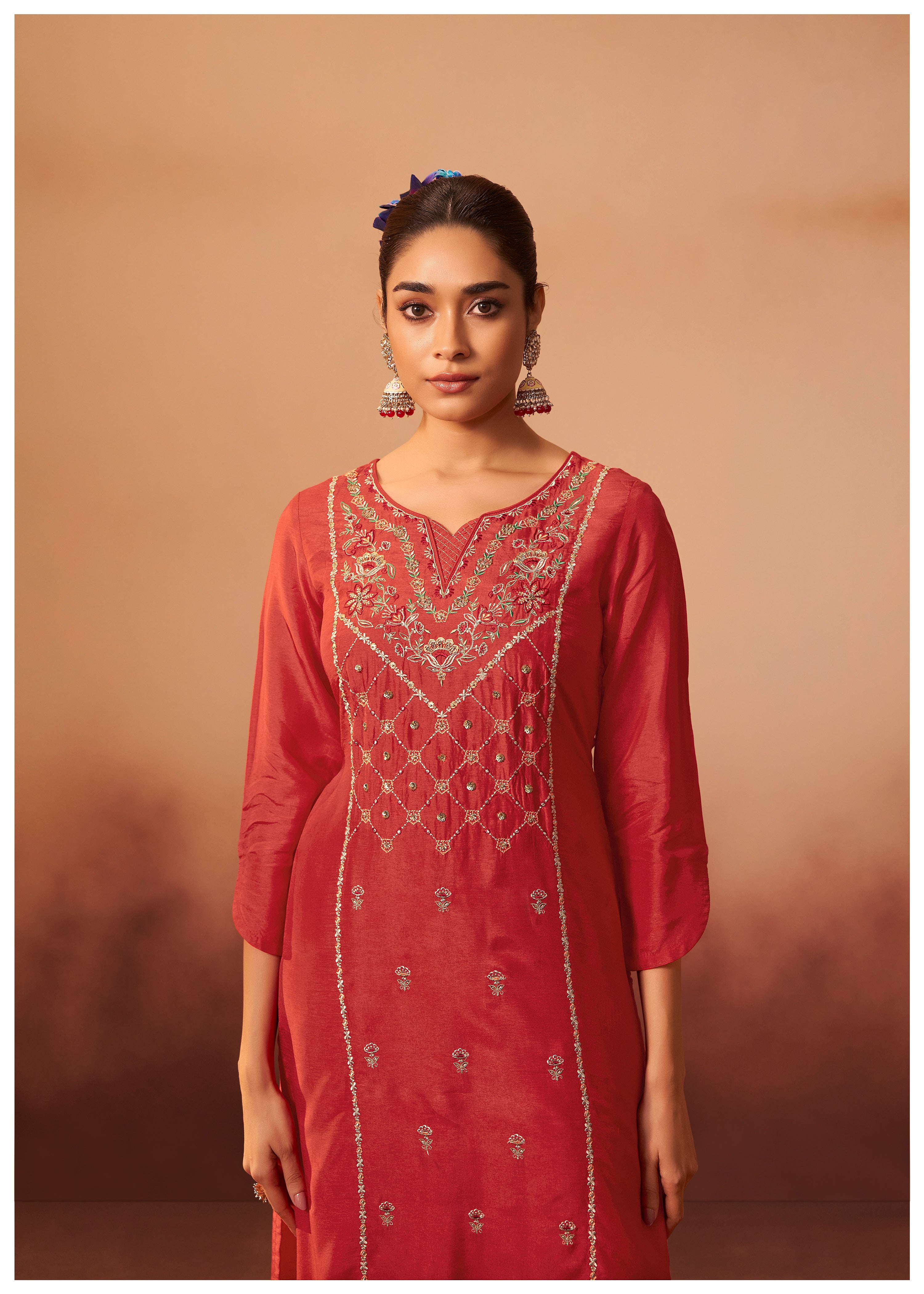 Digital Print Organza Jacquard Dupatta Set