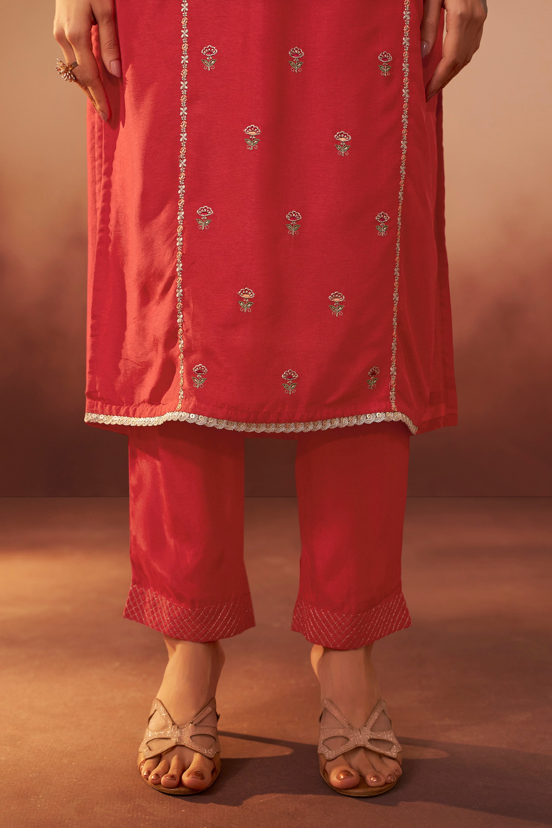 Digital Print Organza Jacquard Dupatta Set – Orange