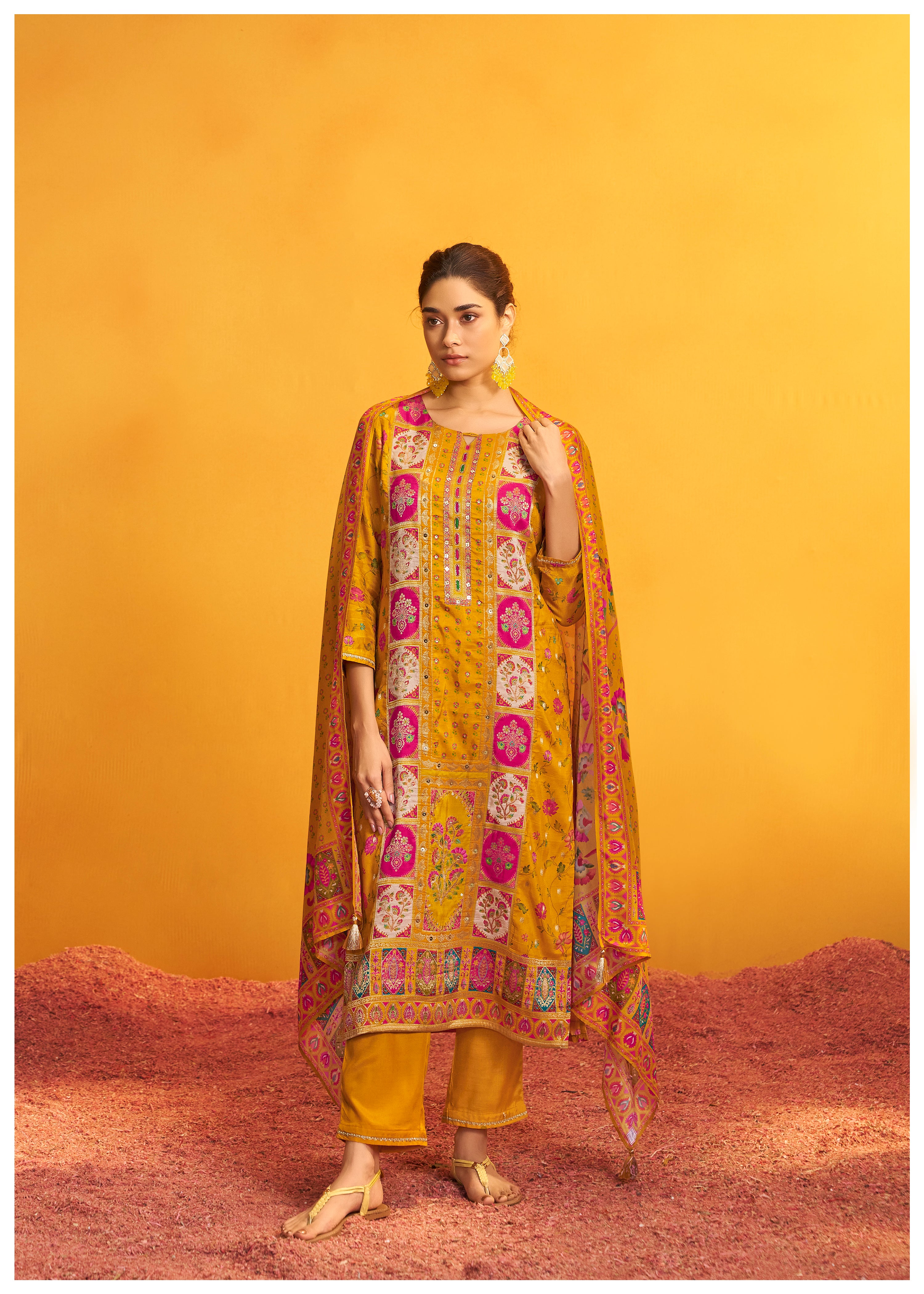 Position Print Russian Silk Kurta Set