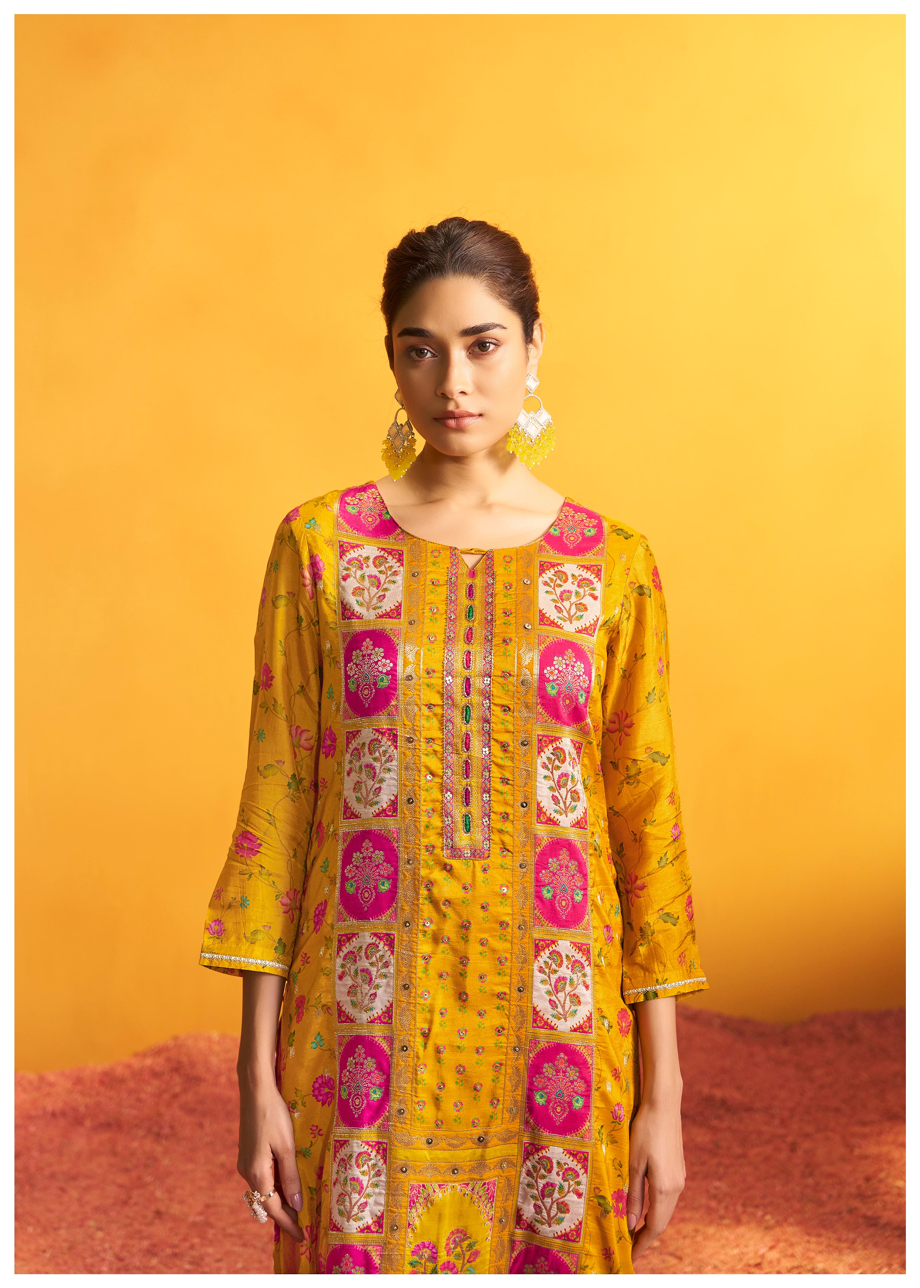 Position Print Russian Silk Kurta Set