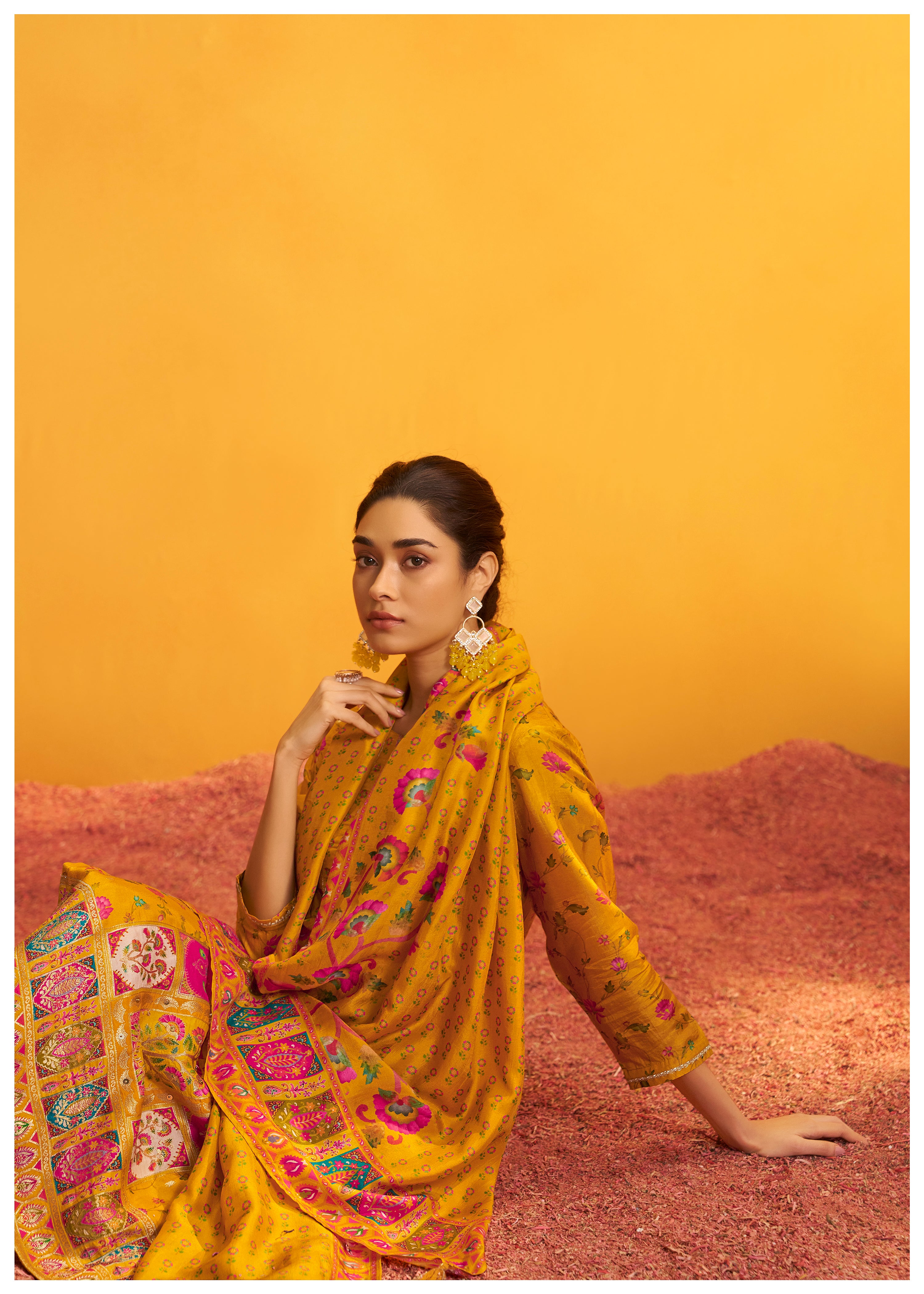 Position Print Russian Silk Kurta Set