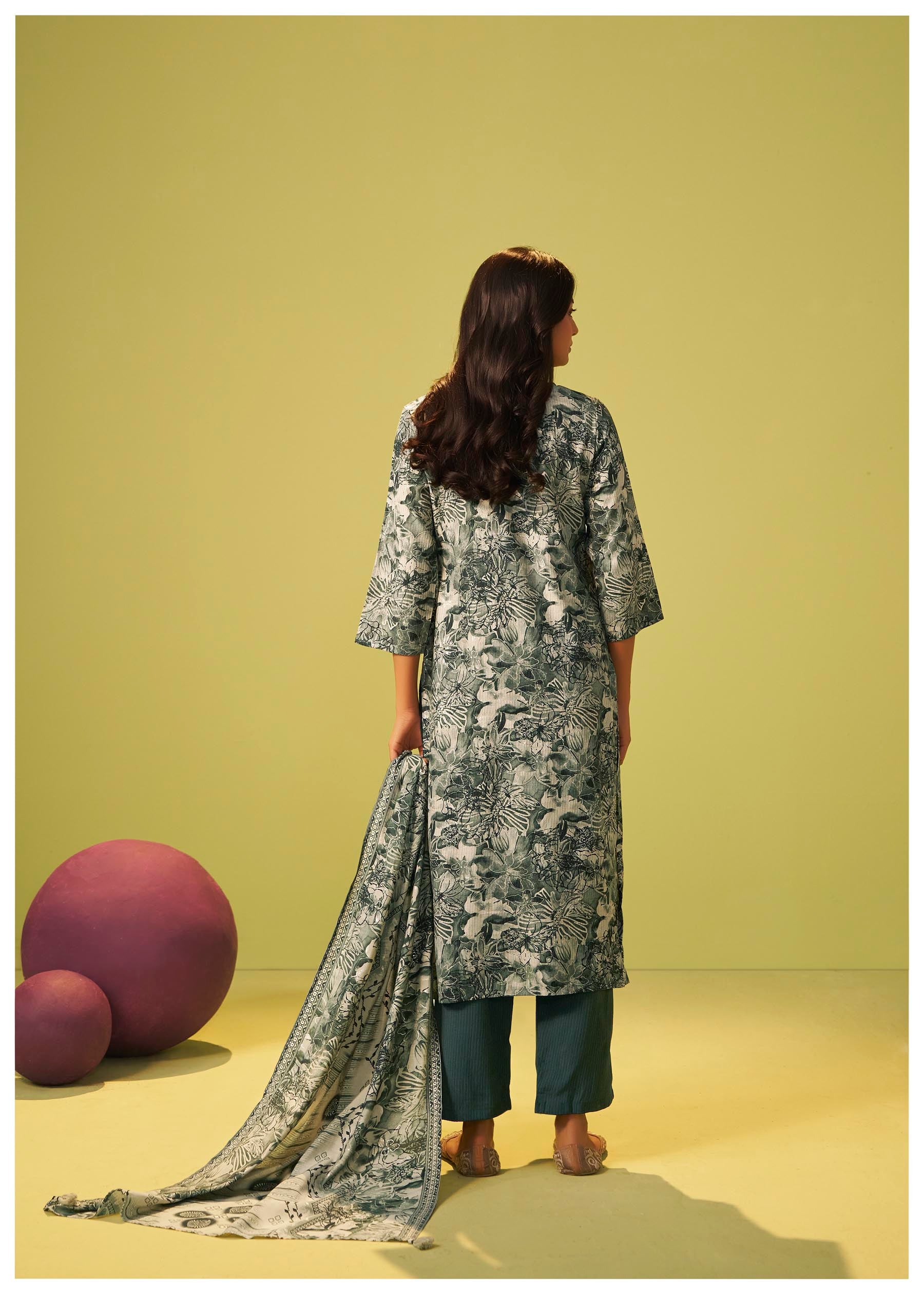Harit Green Digital Print Kurta Set