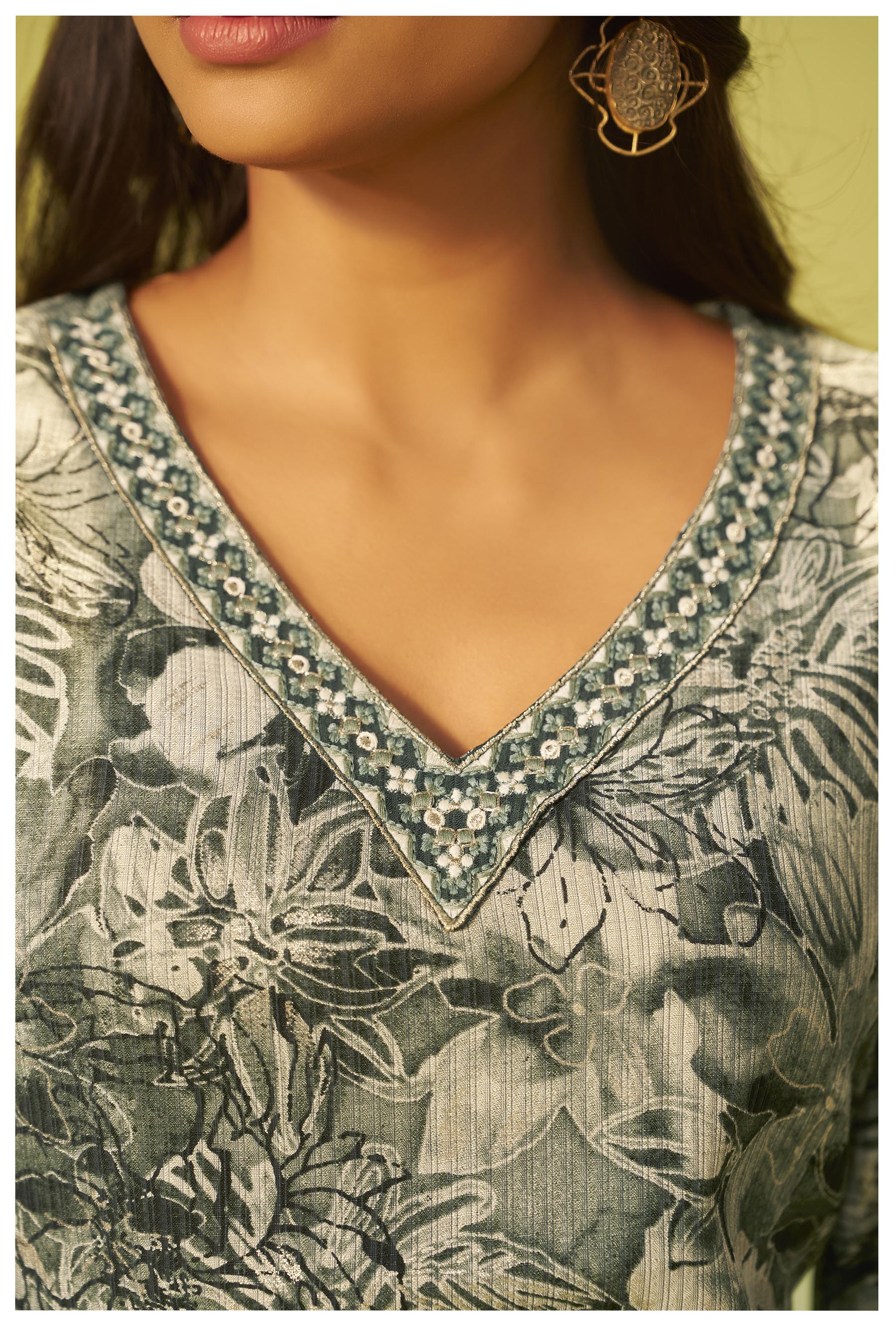 Harit Green Digital Print Kurta Set