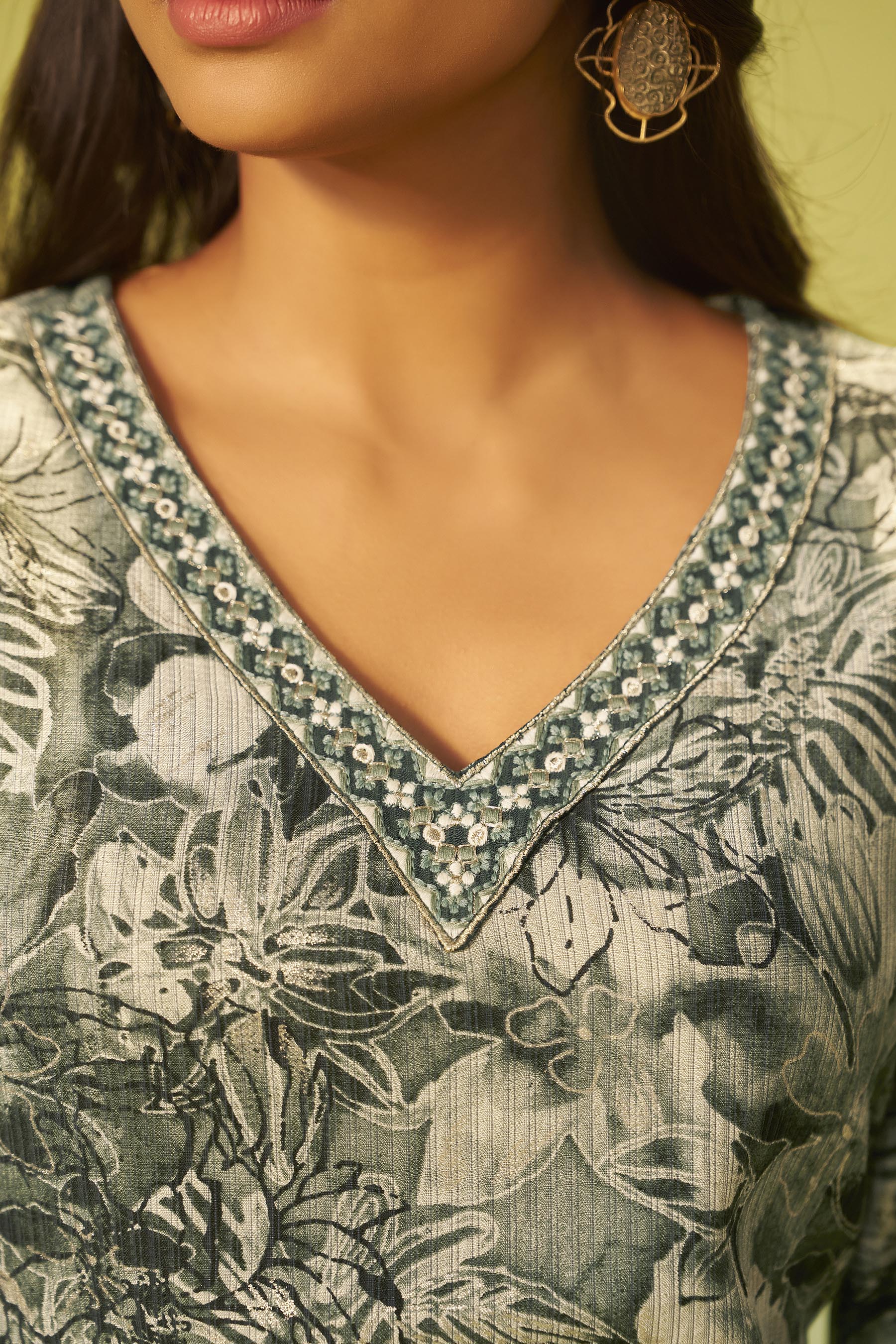 Harit Green Digital Print Kurta Set