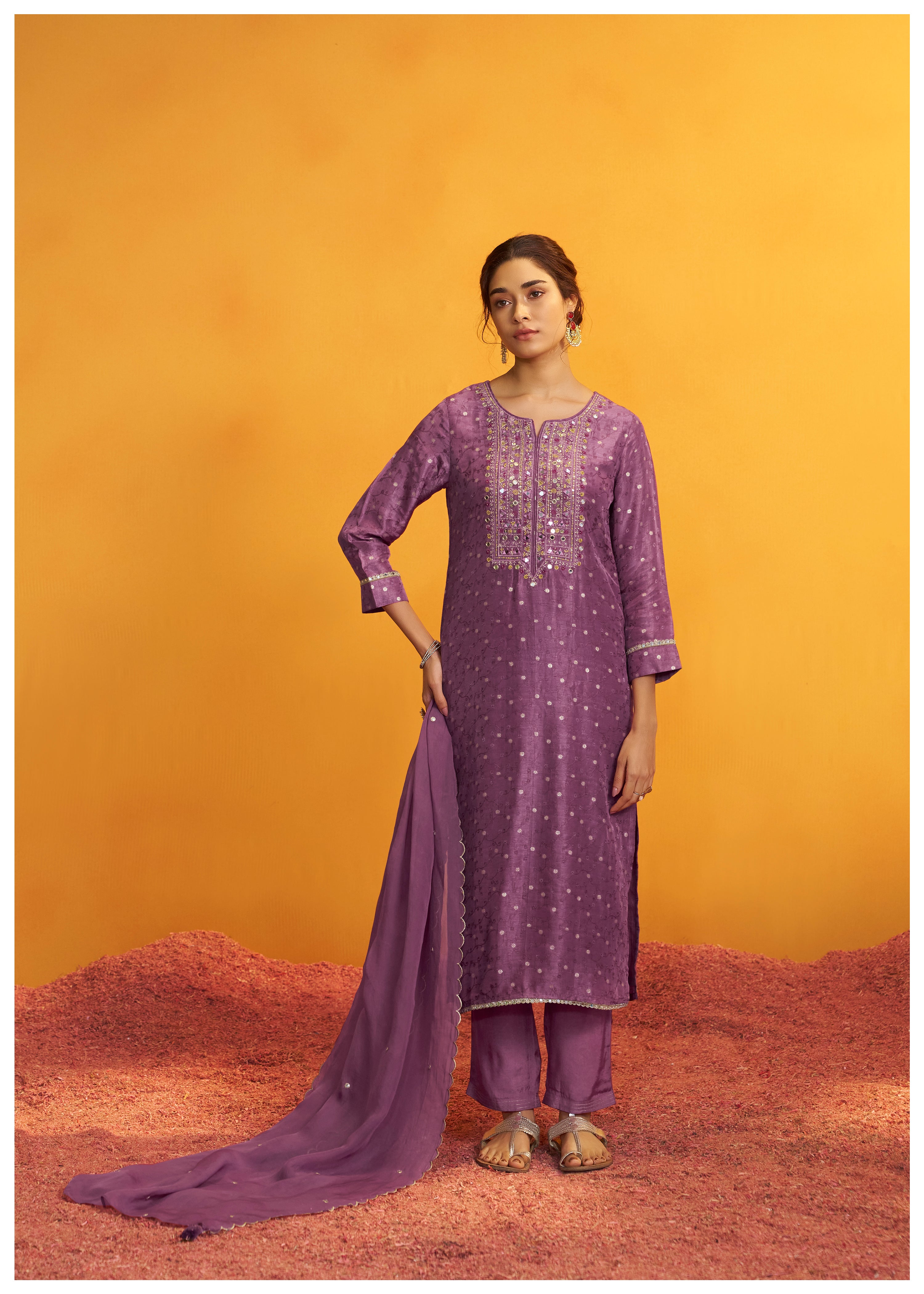 Mirror Embroidery Kurta Set