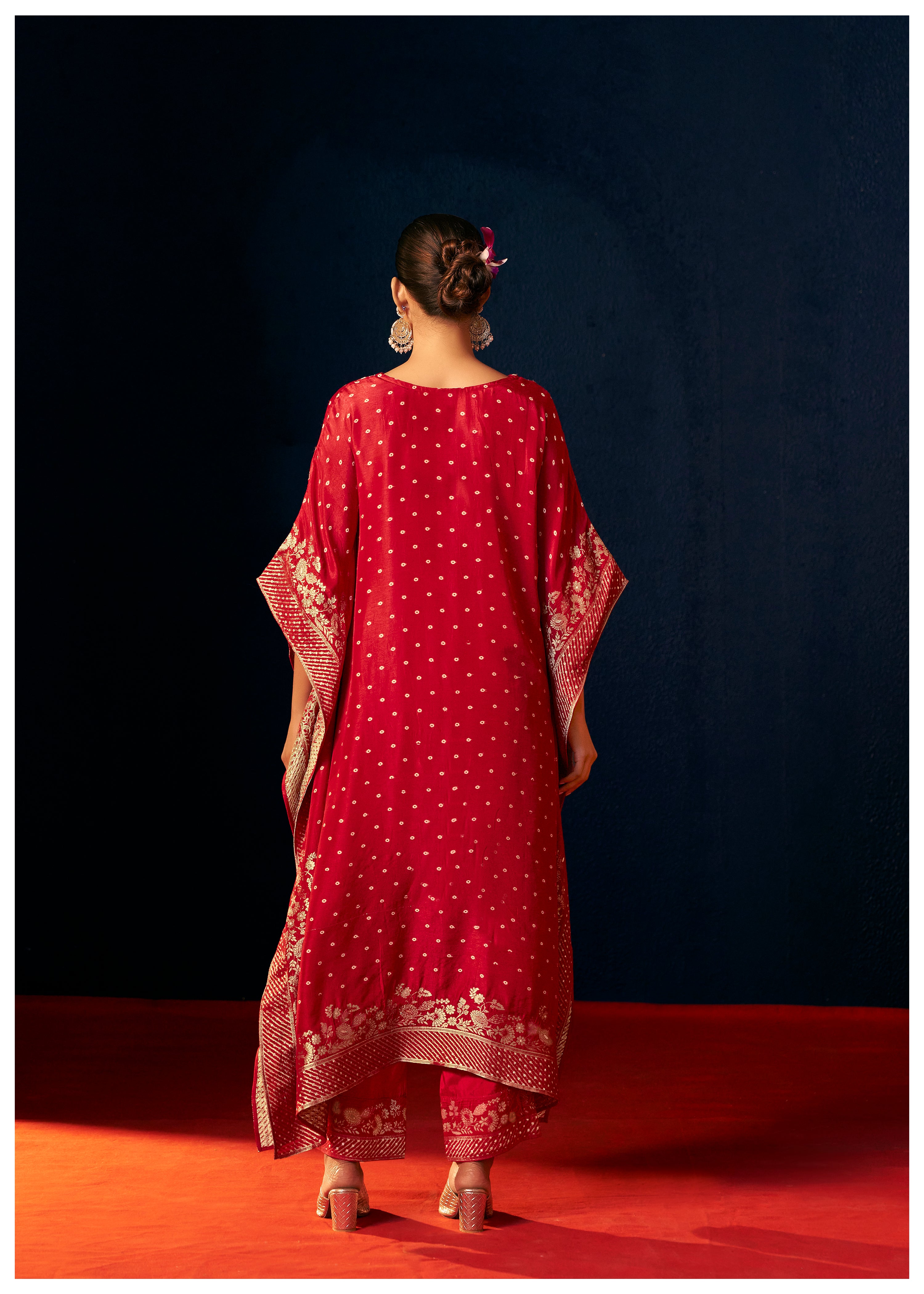 Dola Silk Kaftaan Set – Red