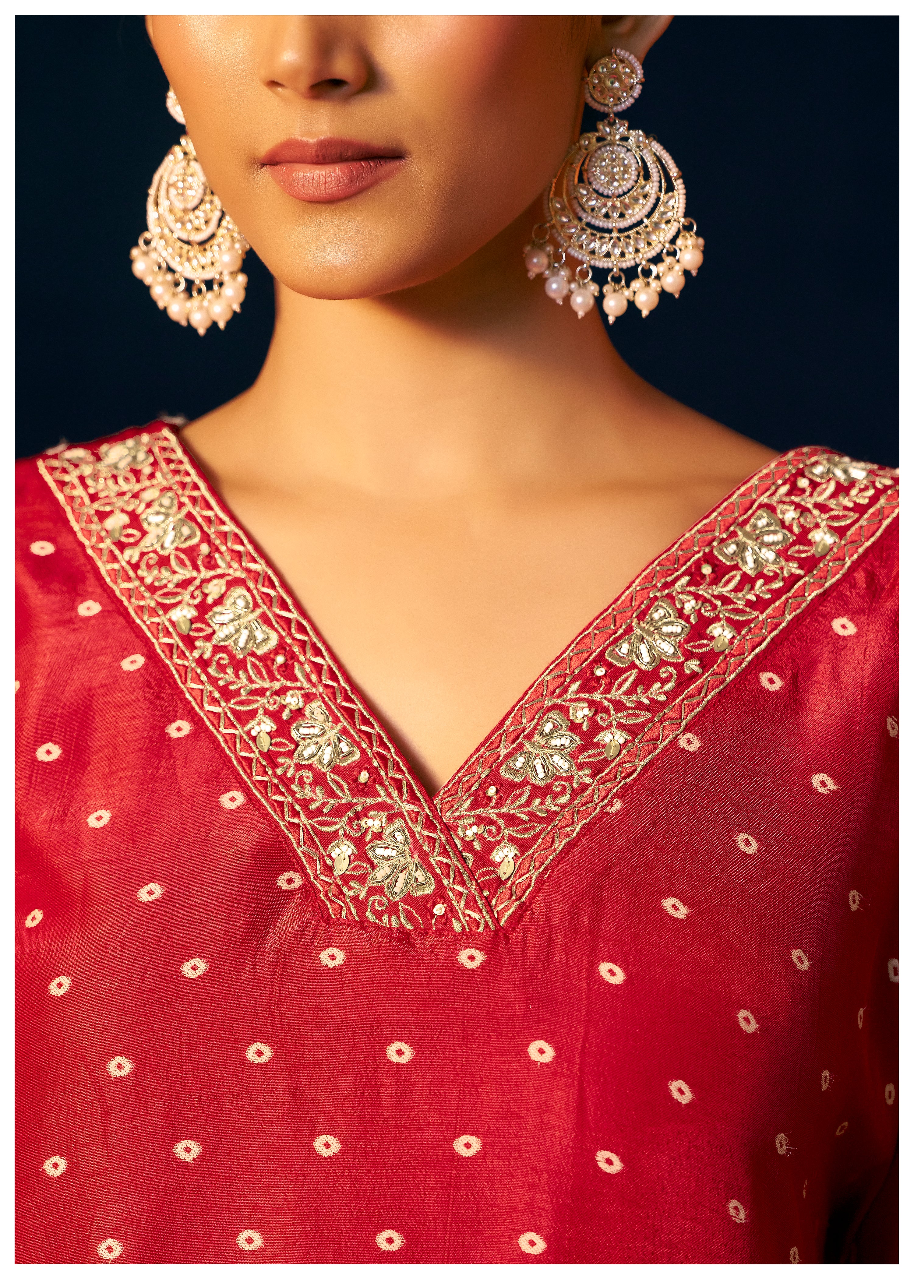 Dola Silk Kaftaan Set – Red