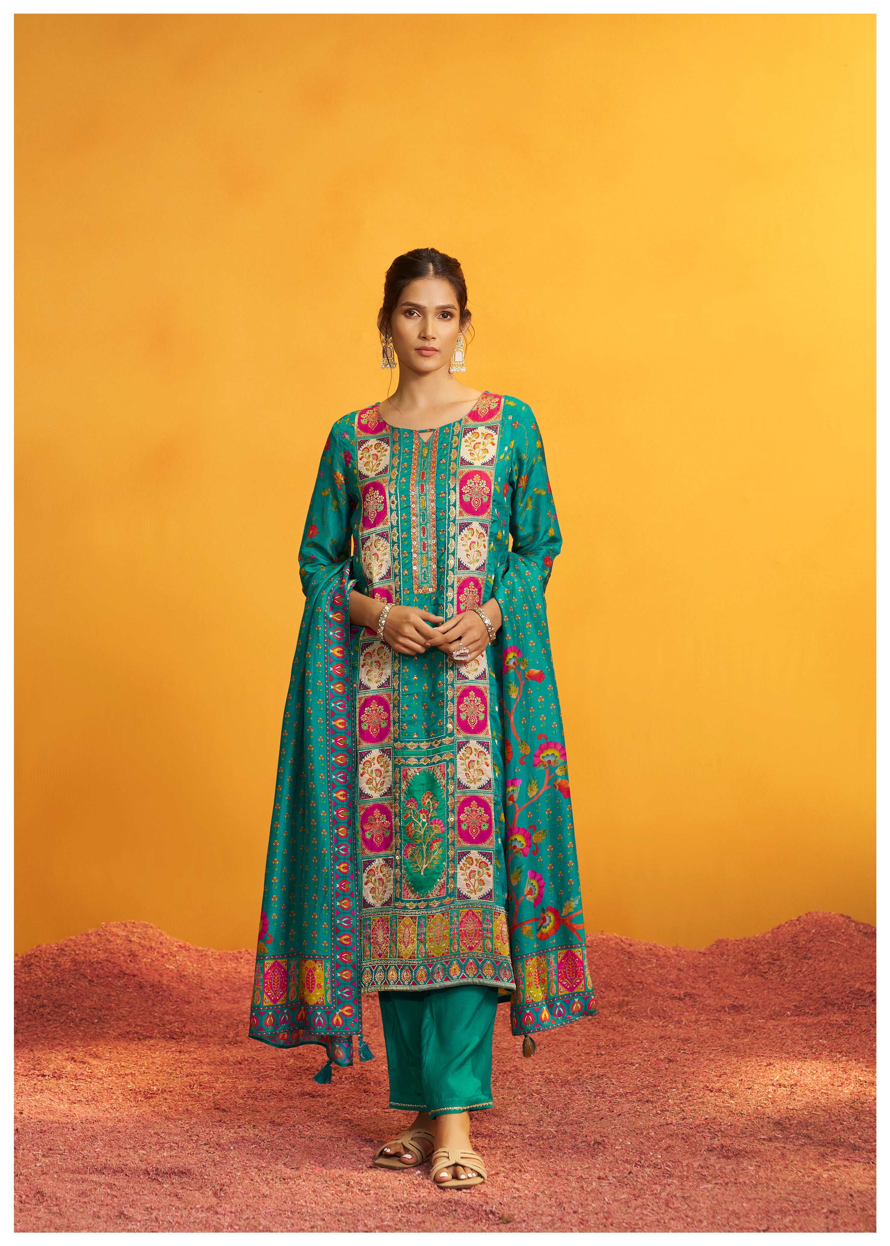 Position Print Russian Silk Kurta Set