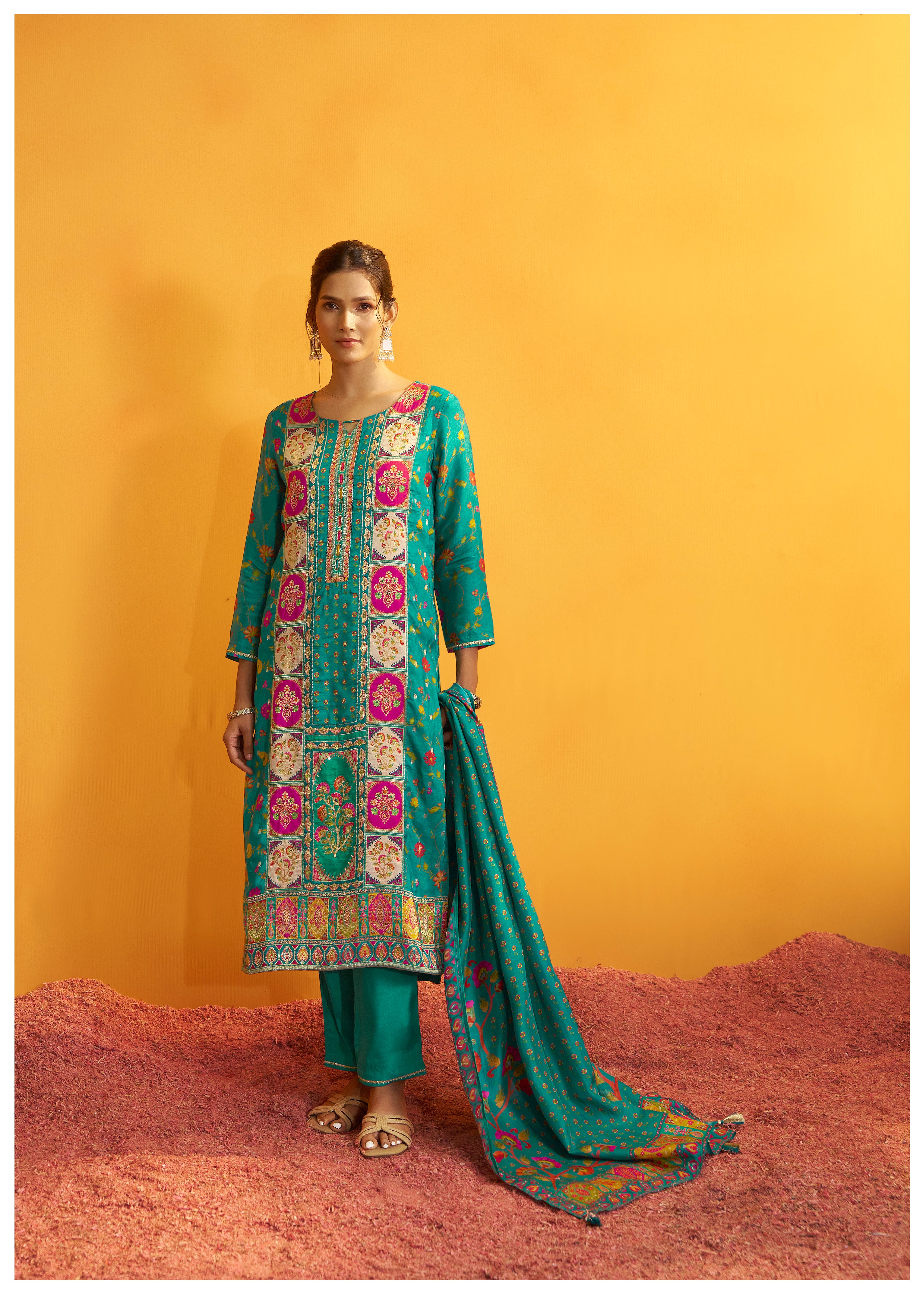 Position Print Russian Silk Kurta Set