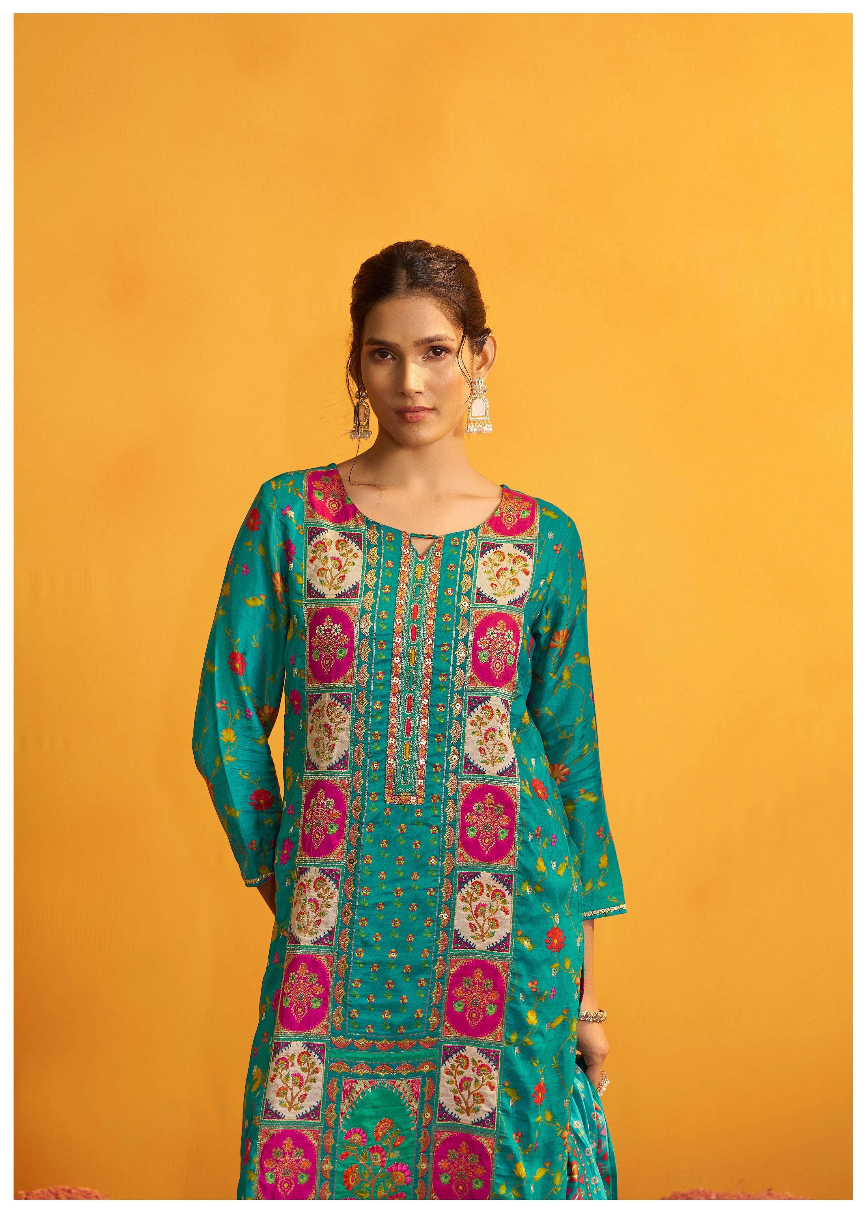 Position Print Russian Silk Kurta Set