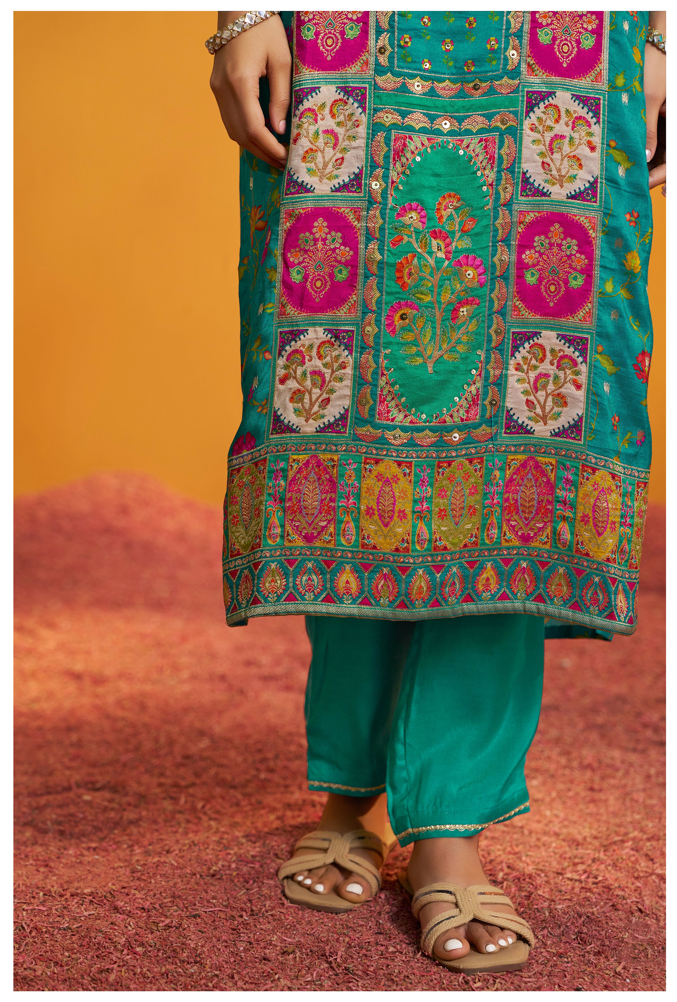 Position Print Russian Silk Kurta Set