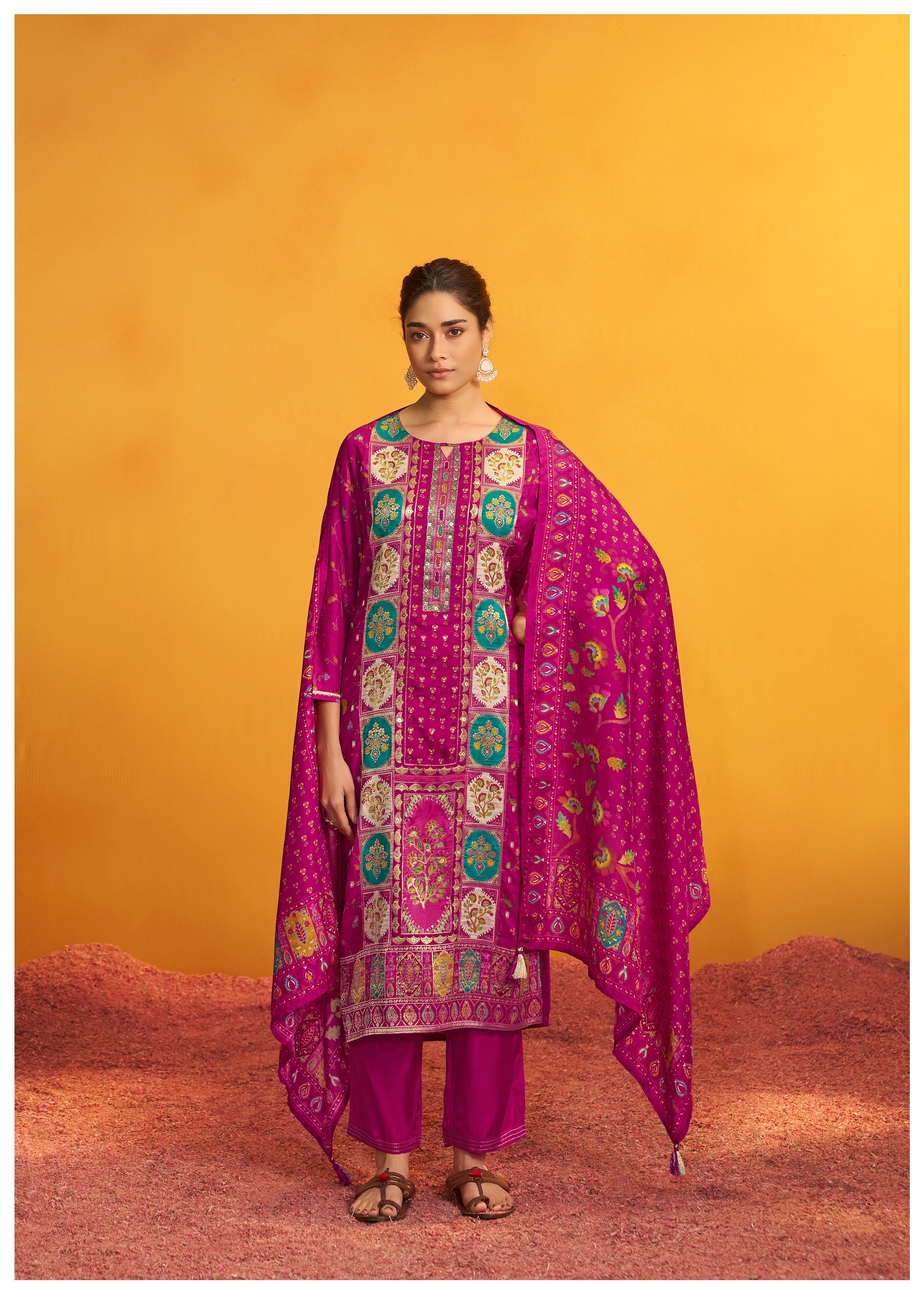 Position Print Russian Silk Kurta Set