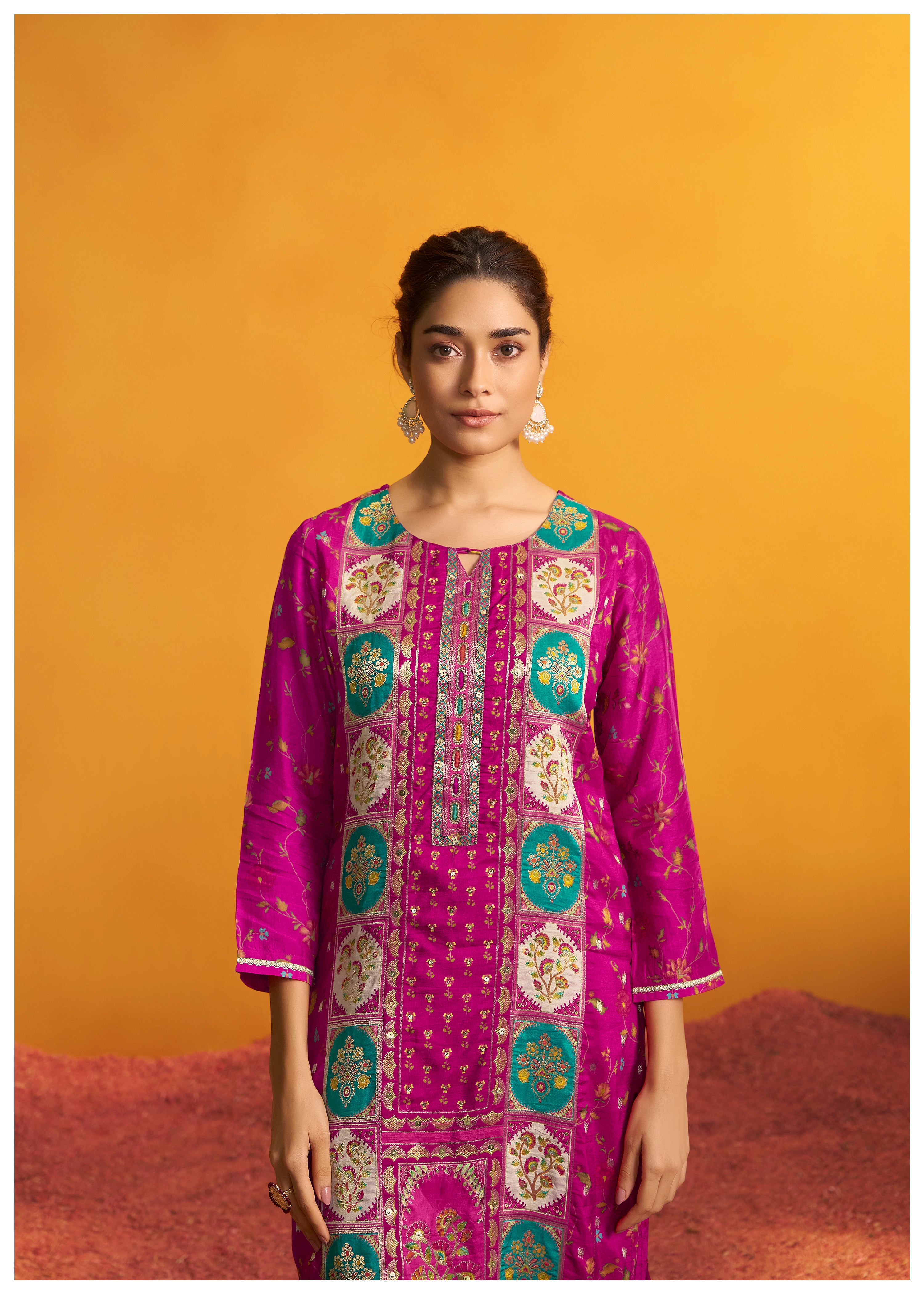 Position Print Russian Silk Kurta Set