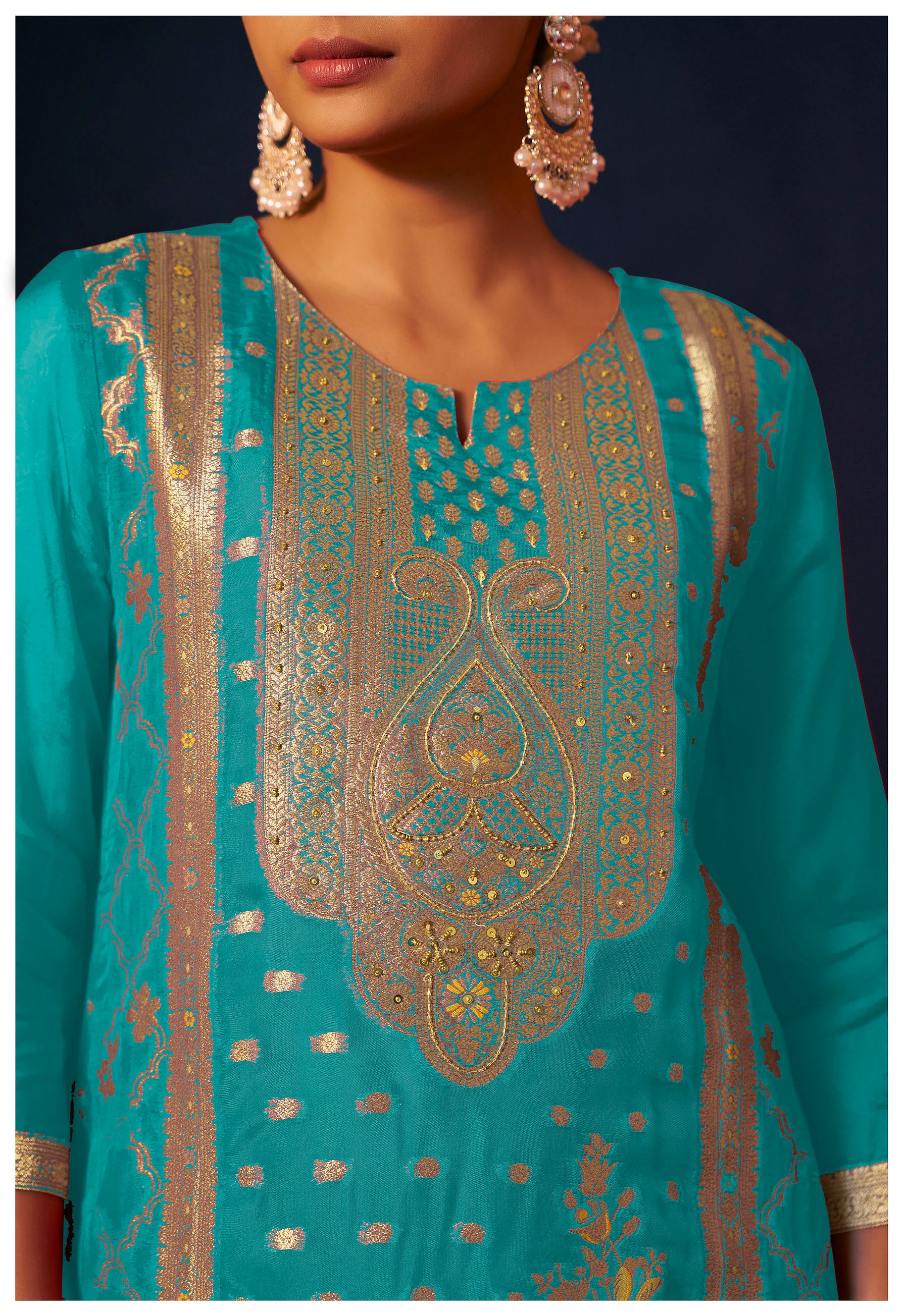 Lunessa Rama Organza Jacquard Kurta Set