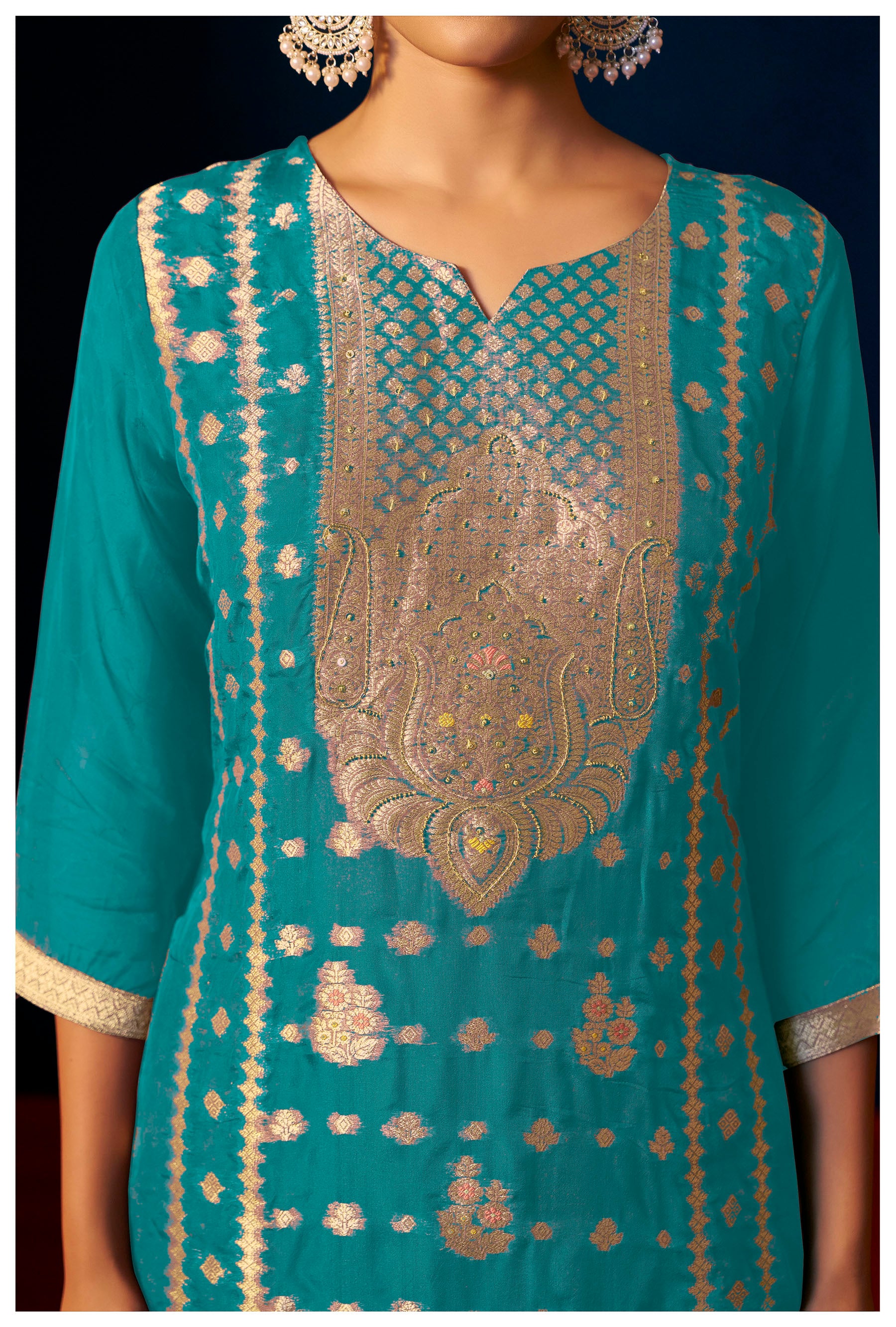 Celenya Rama Organza Jacquard Kurta Set
