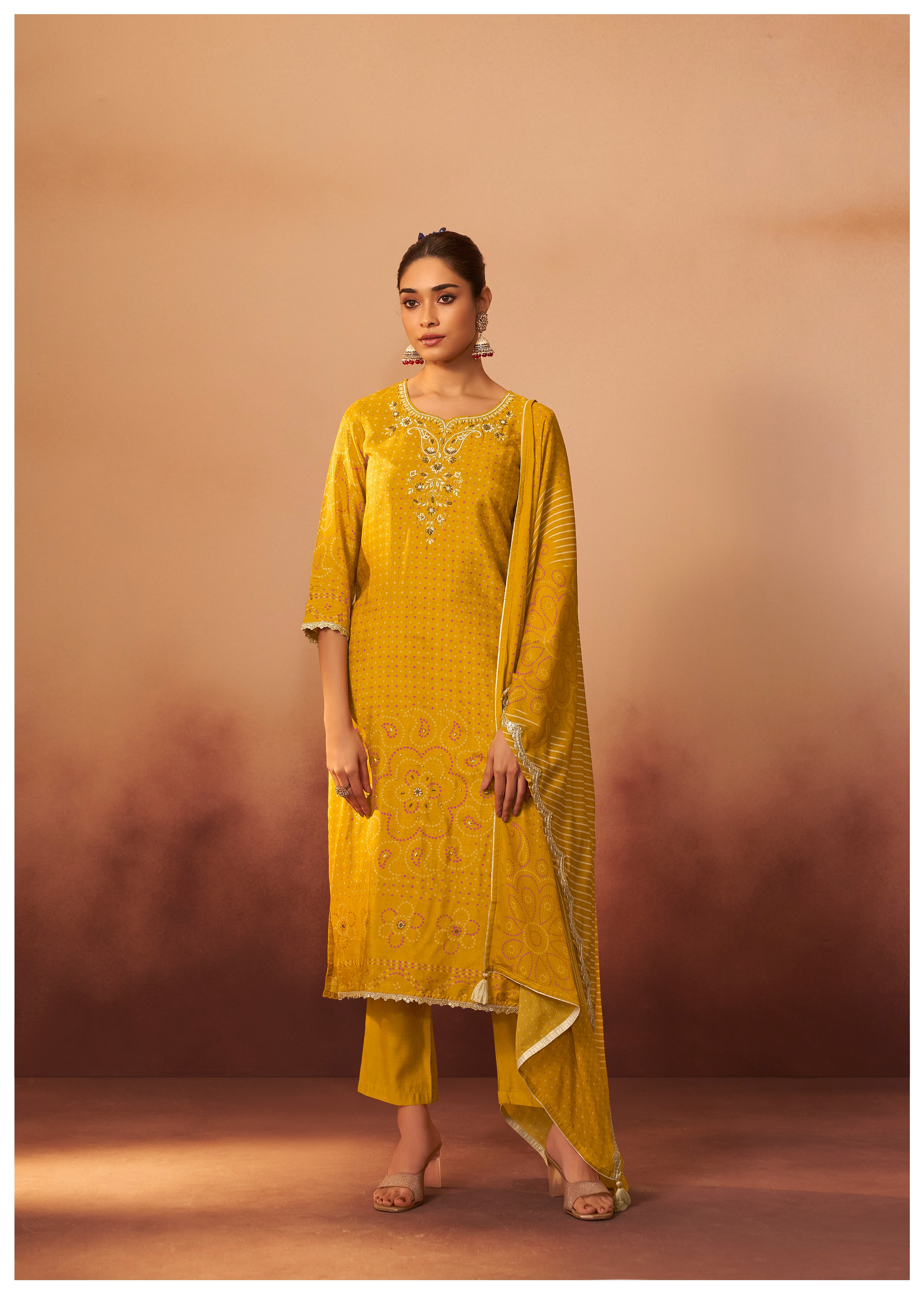 Bandhani Digital Print Kurta Set
