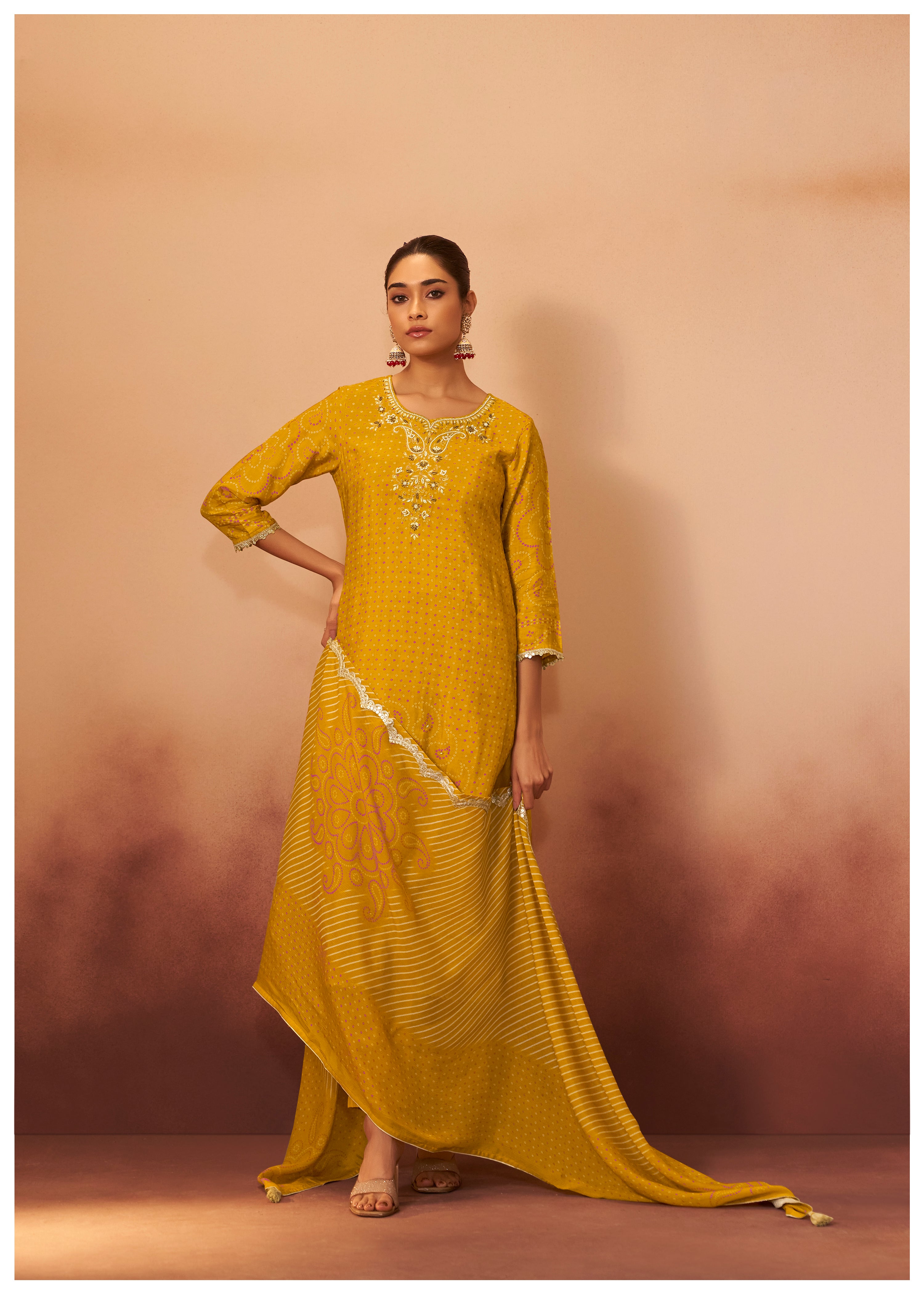Bandhani Digital Print Kurta Set