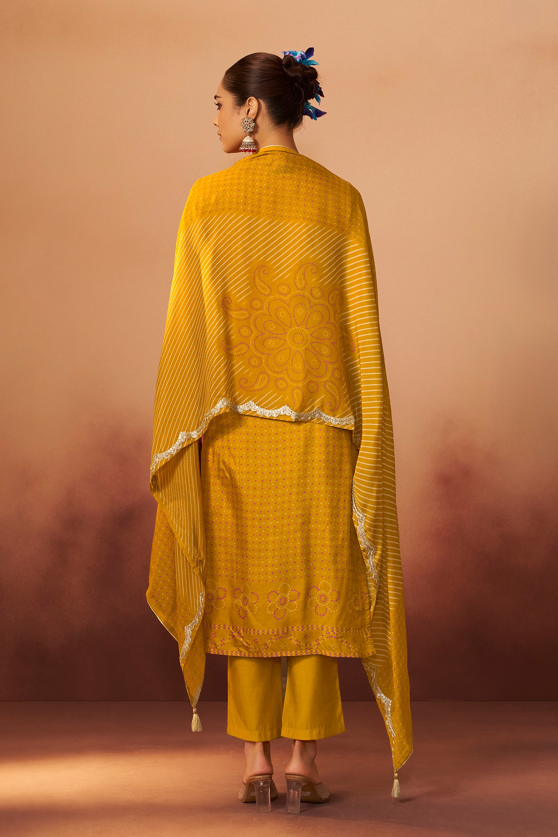 Digital Print Bandhani Kurta Set